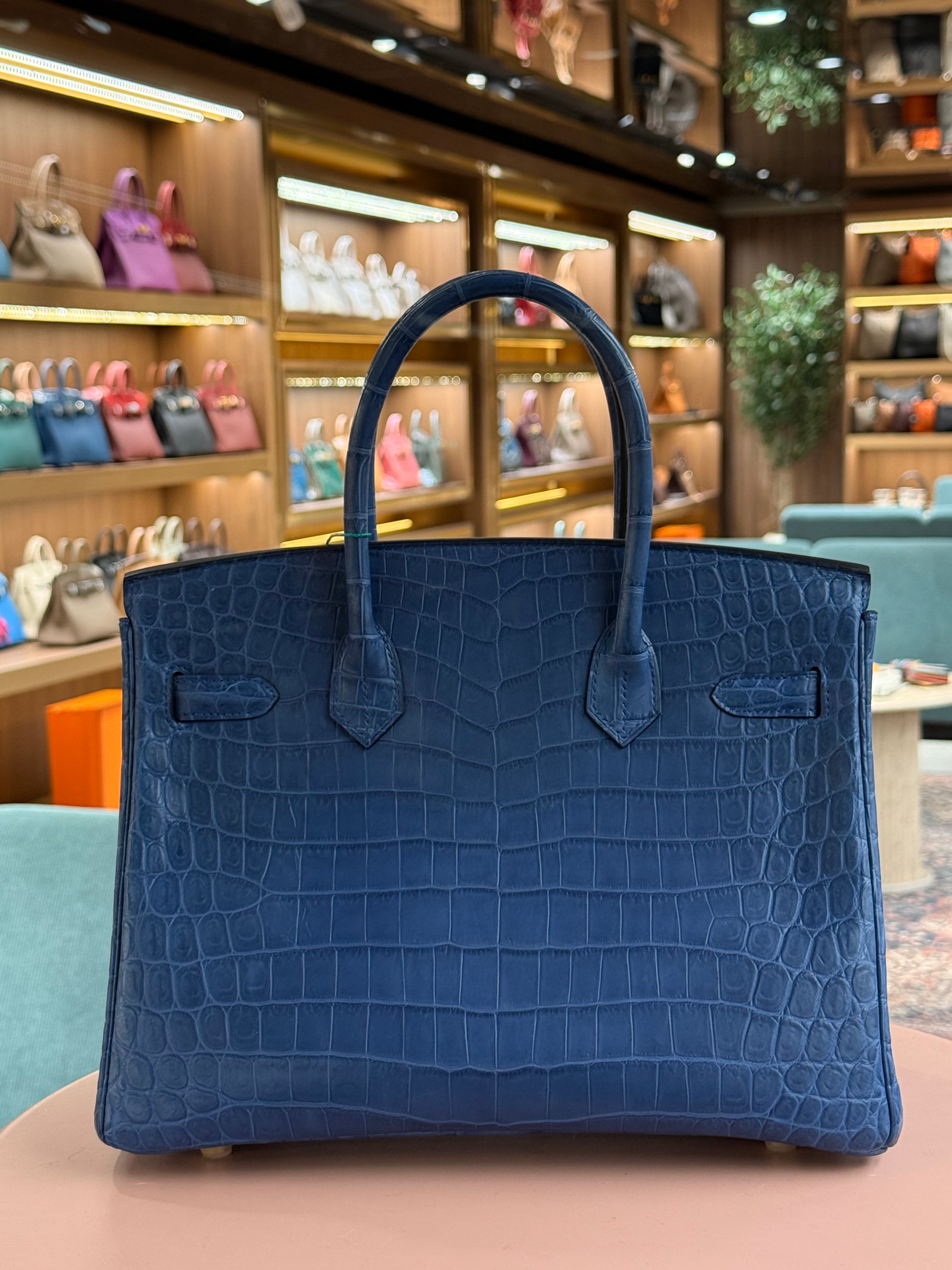 Hermes | Birkin (30) – Crocodile – Blue – Gold Hardware