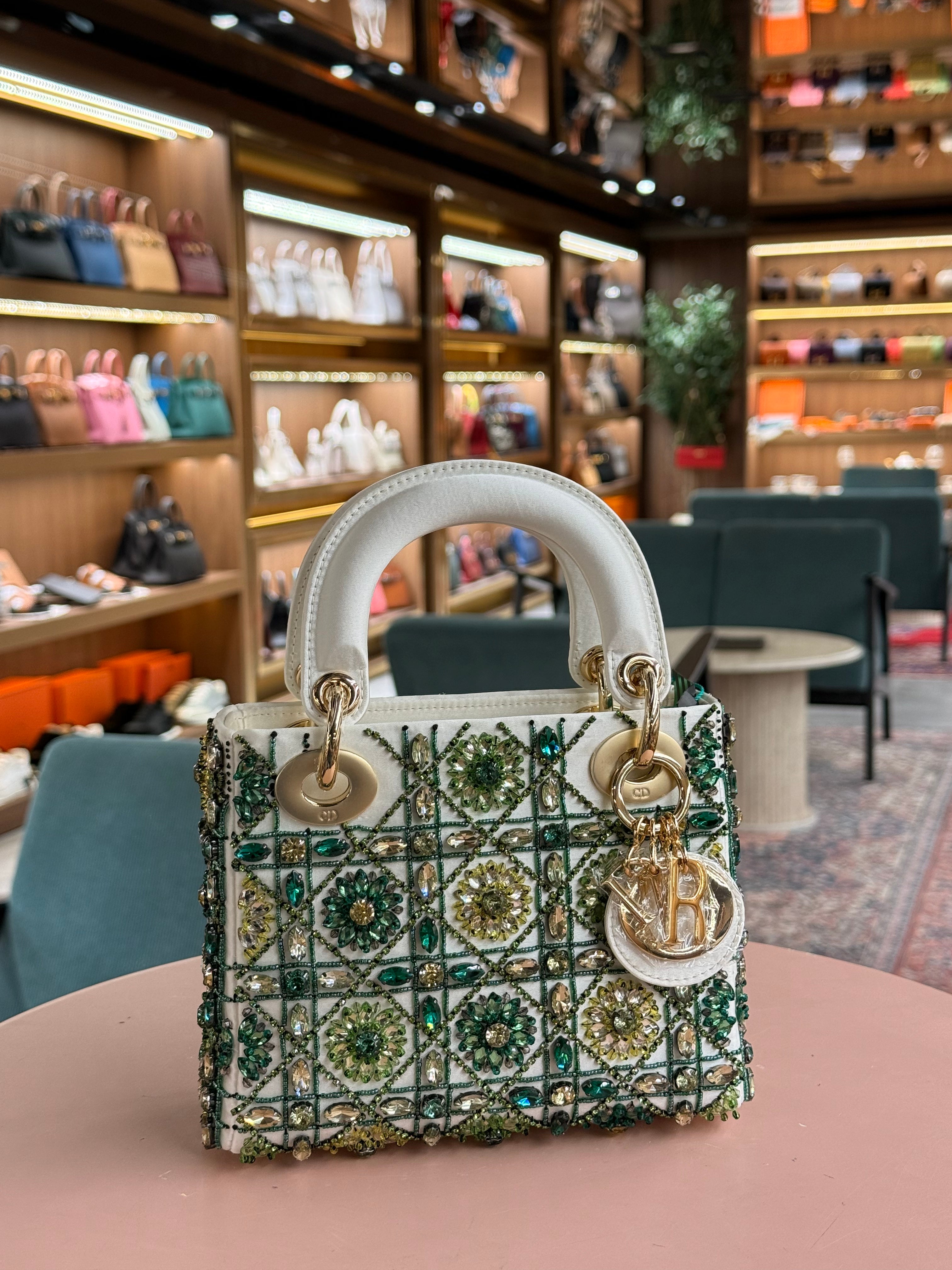 Dior | Lady Dior – Patent Leather – White/Green – Gold Hardware