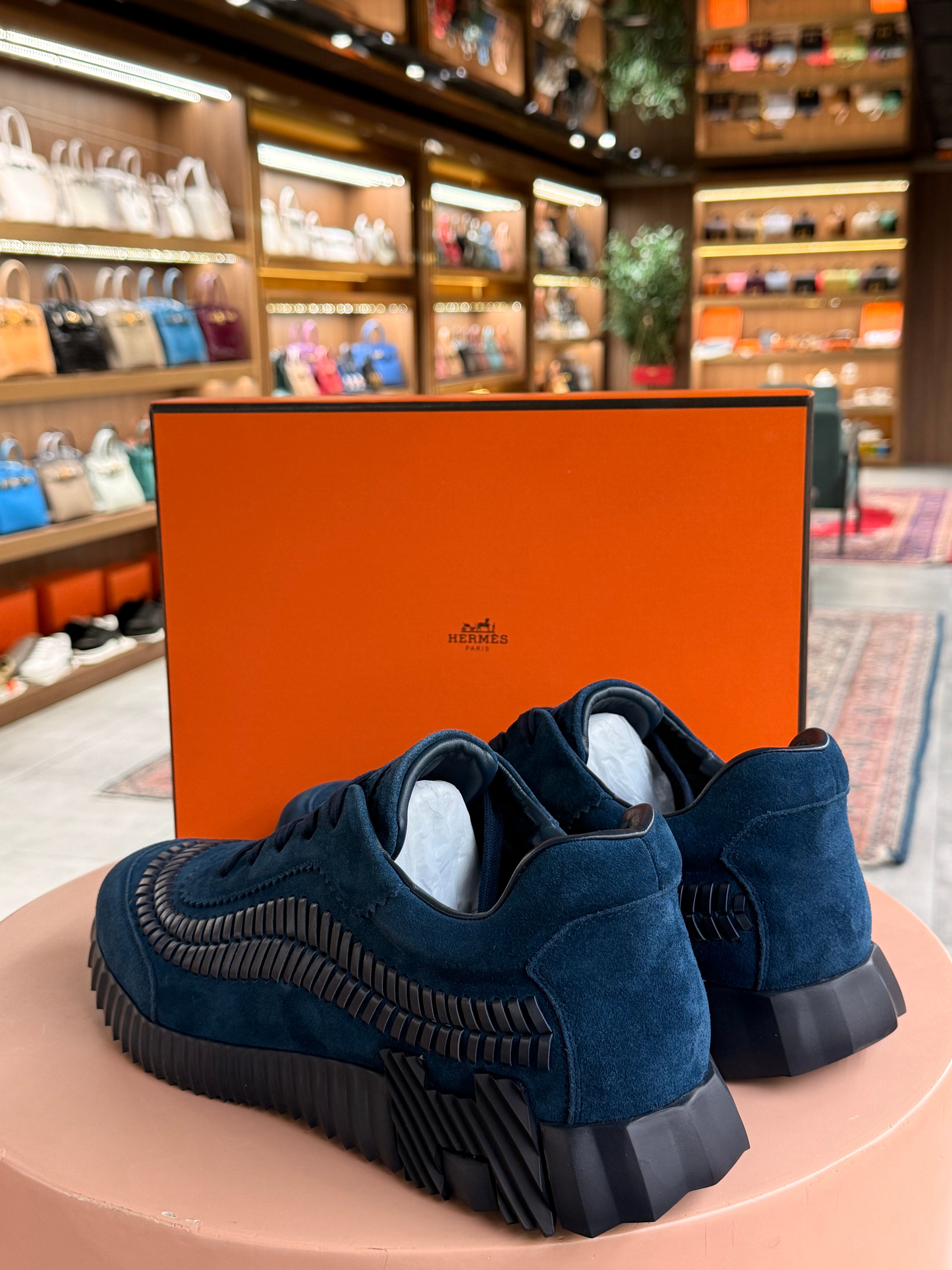 Hermes | Bouncing – Suede – Bleu Nuit – Black Hardware