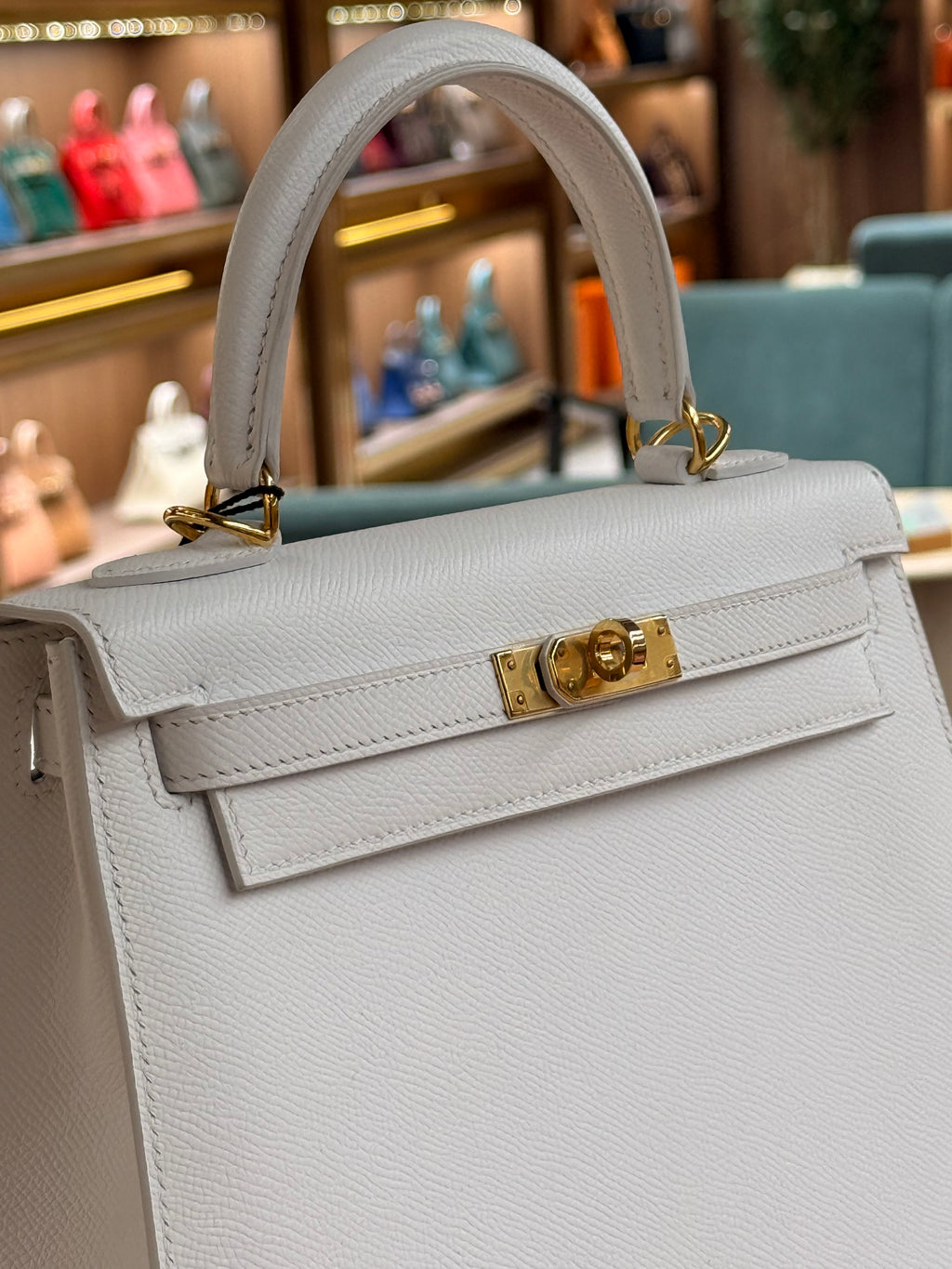 Hermes | Kelly (25) – Epsom – White – Gold Hardware