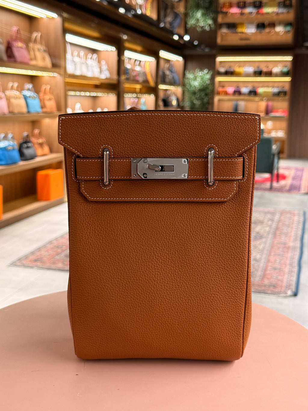 Hermes | Hac a Dos Backpack – Togo – Orange – Silver Hardware
