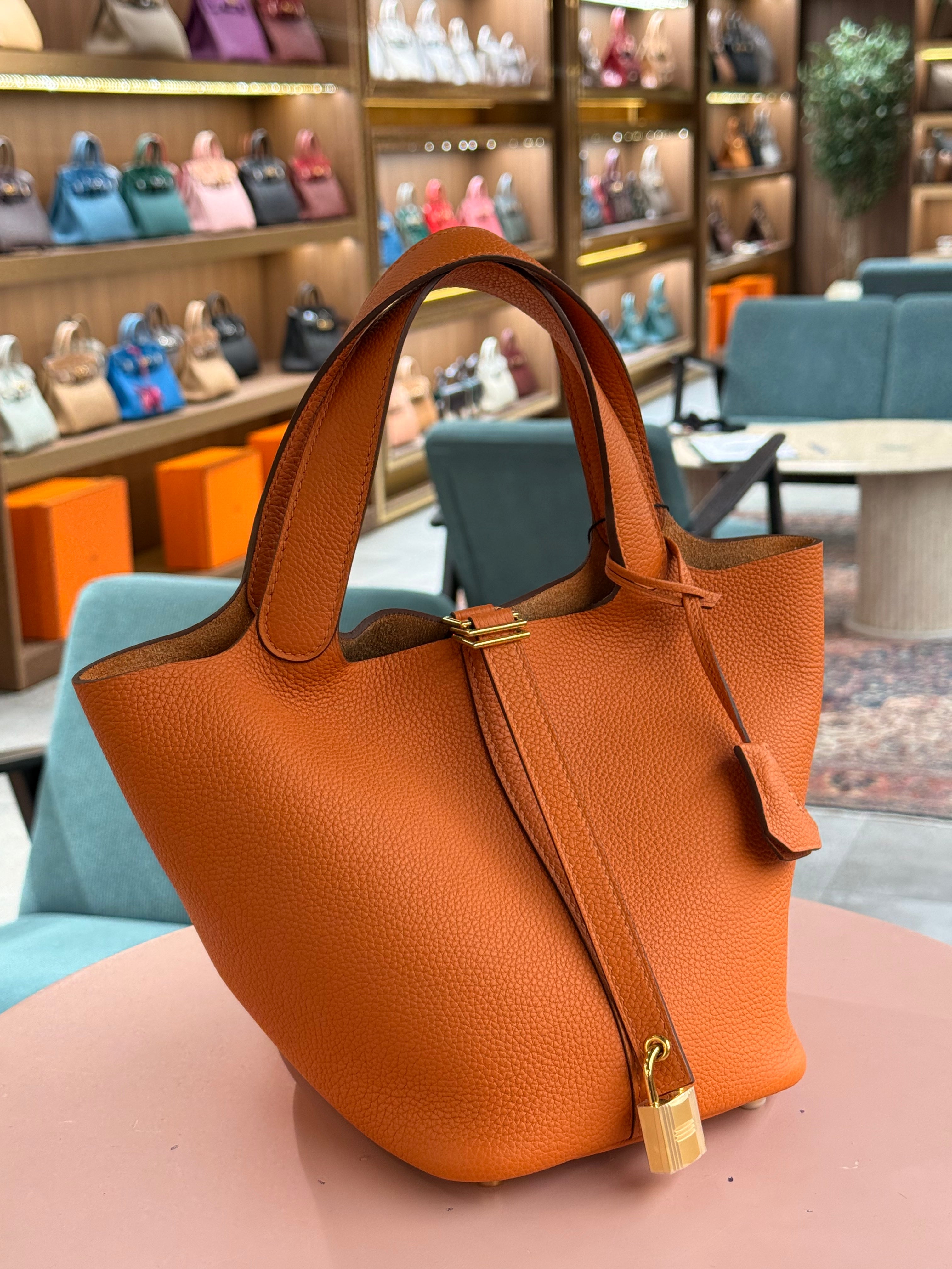 Hermes | Picotin (MM) – Clemence – Orange – Gold Hardware