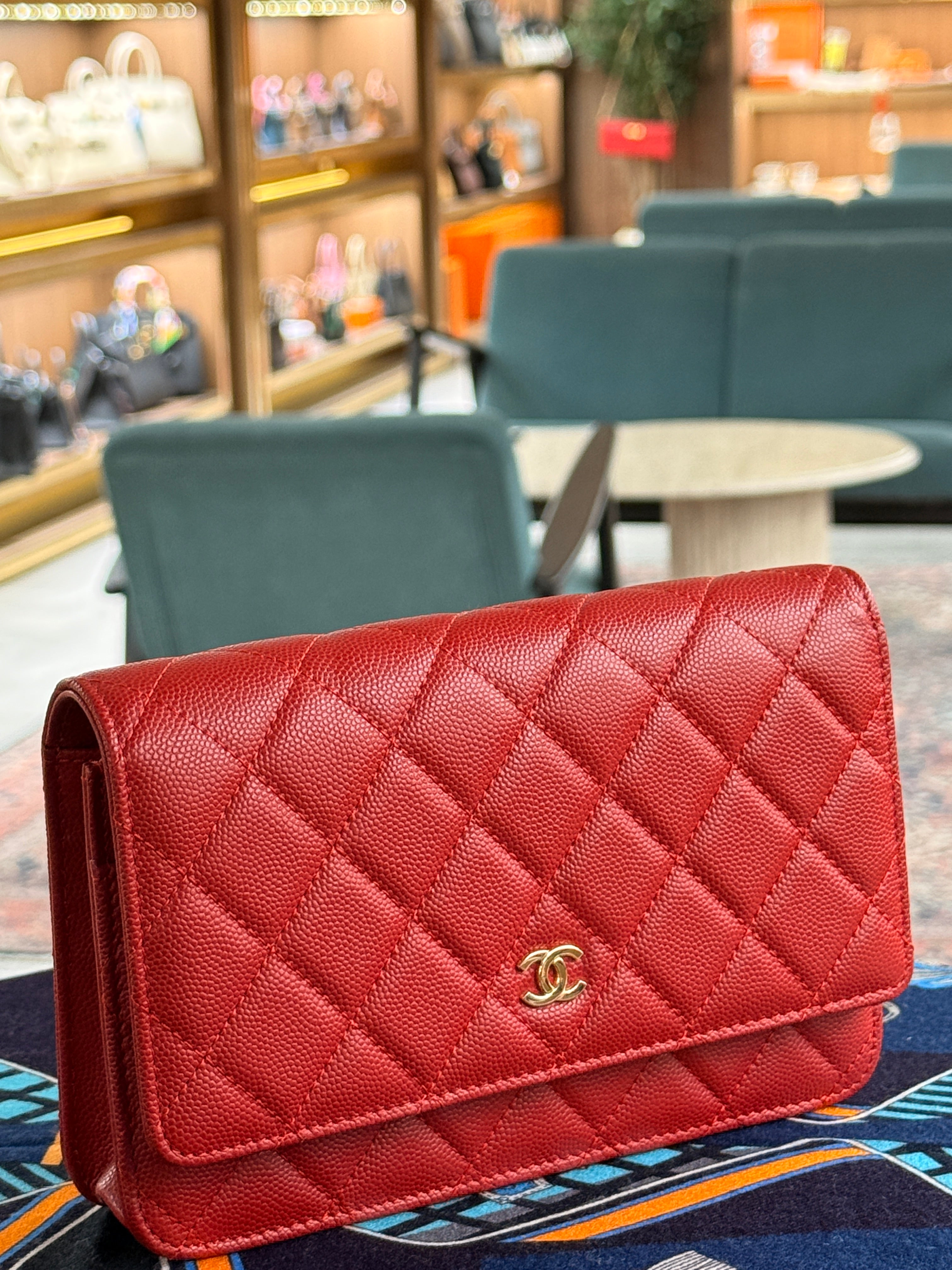 Chanel | Wallet on Chain (20) – Caviar – Red – Gold Hardware