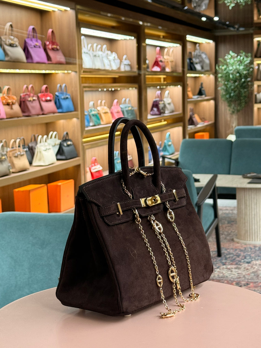 Hermes | Birkin (25) – Suede – Brown – Gold Hardware