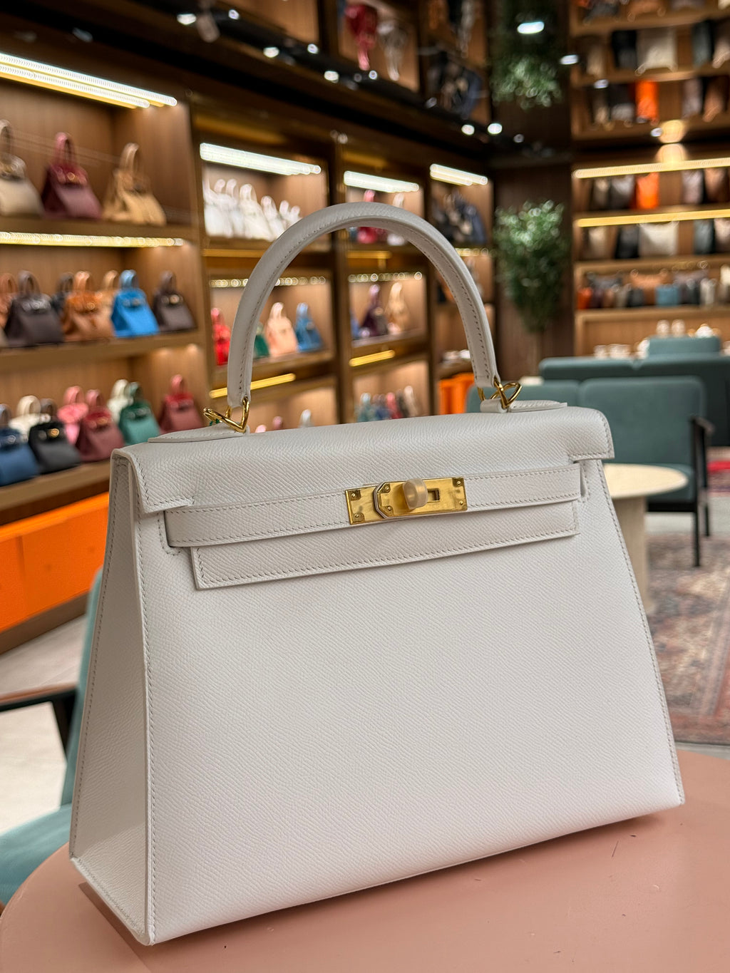 Hermes | Kelly (28) – Epsom – Blanc – Gold Hardware