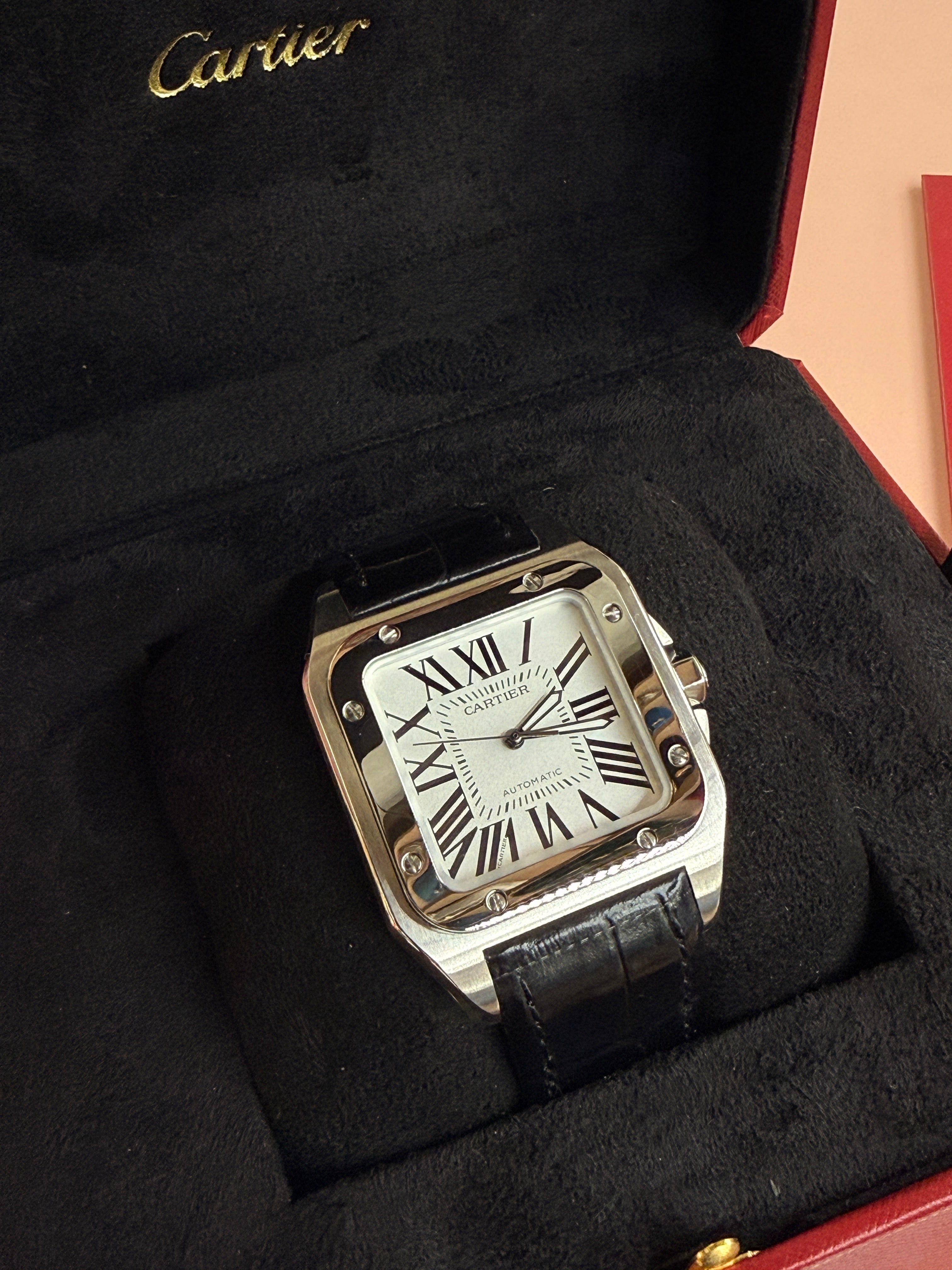 Cartier | Santos Man Watch – Stainless Steel – Silver – Silver Hardware