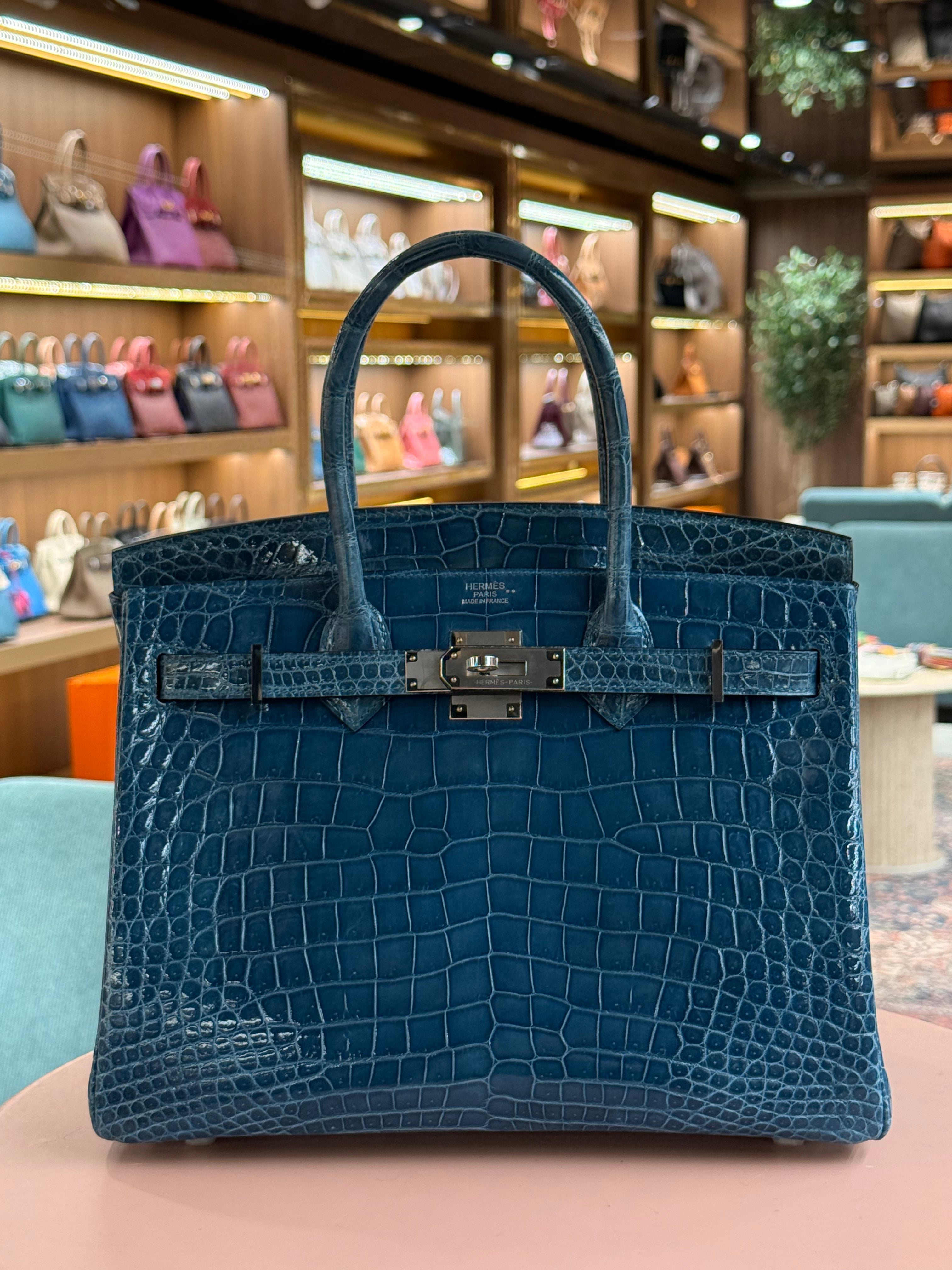Hermes | Birkin (30) – Crocodile – Blue – Palladium Hardware
