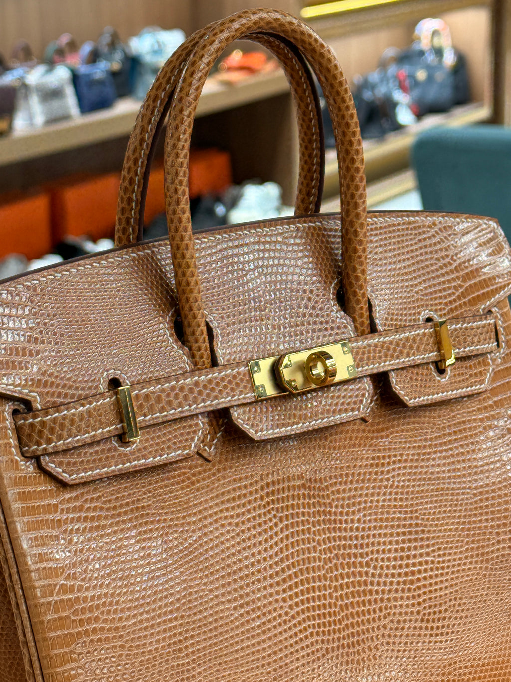 Hermes | Birkin (25) – Lizard – Gold – Gold Hardware