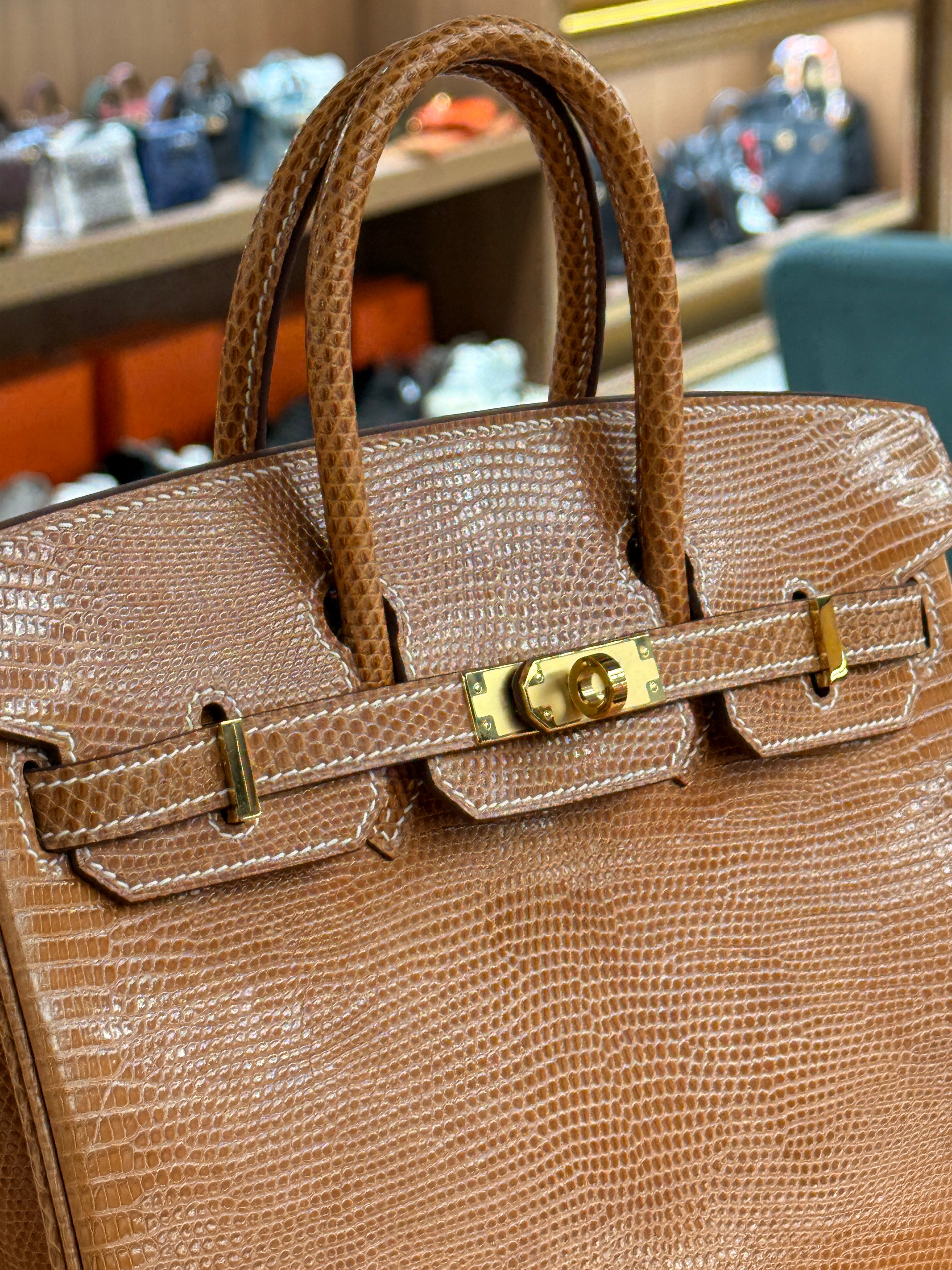 Hermes | Birkin (25) – Lizard – Gold – Gold Hardware