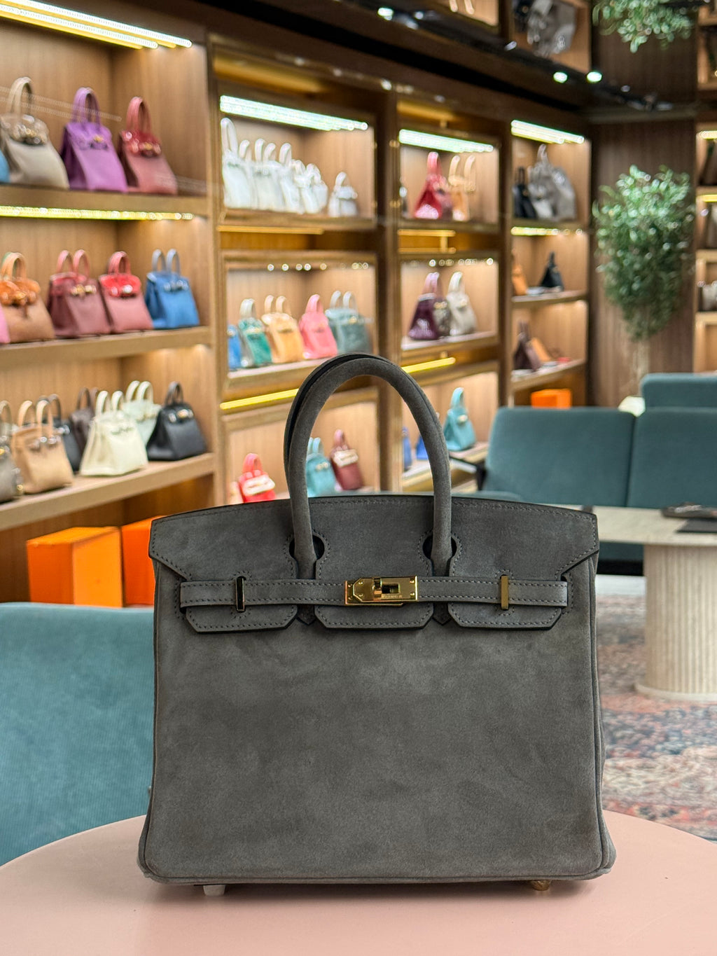 Hermes | Birkin (25) – Suede – Grey – Gold Hardware