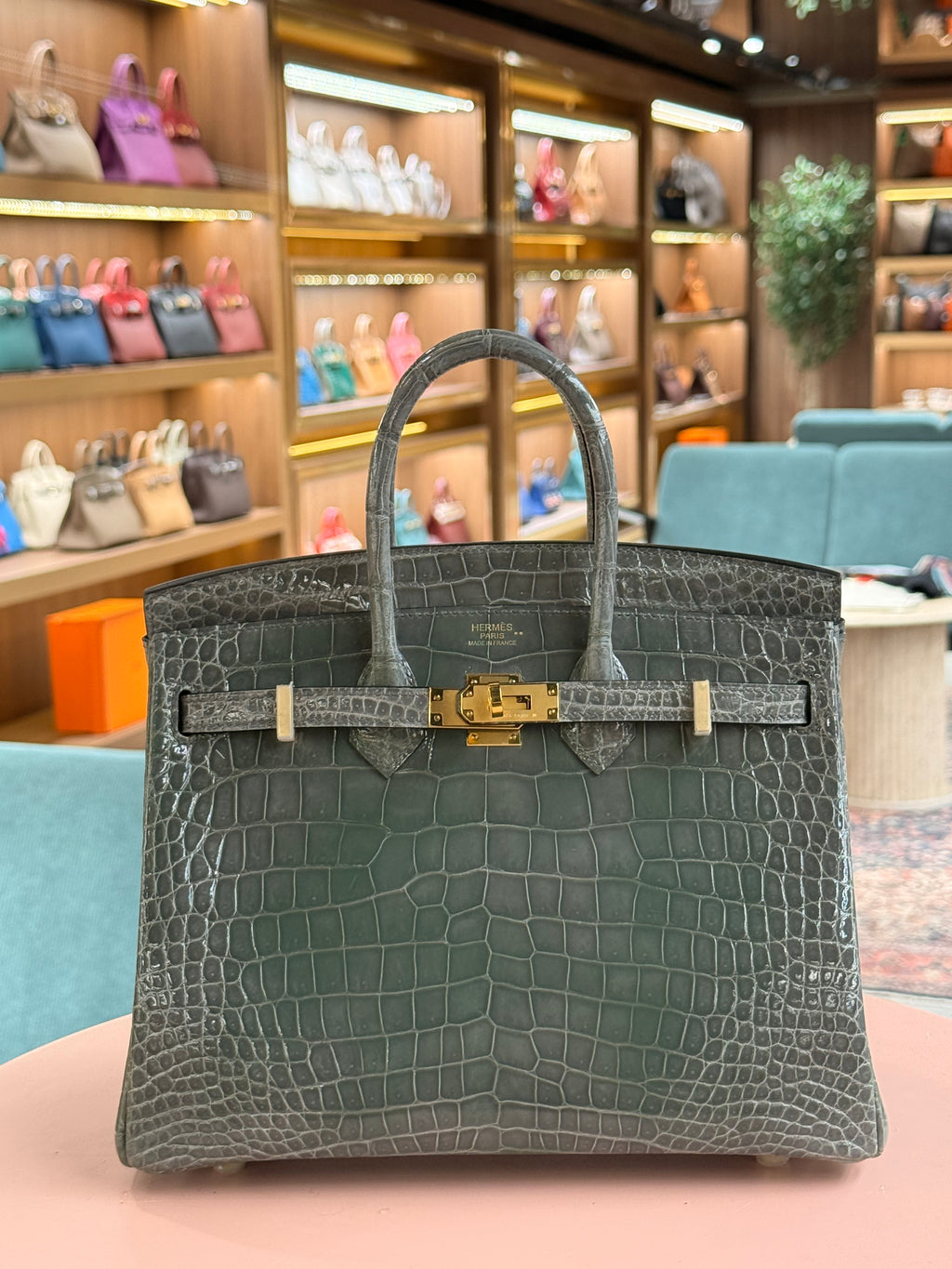 Hermes | Birkin (25) – Crocodile – Grey – Gold Hardware
