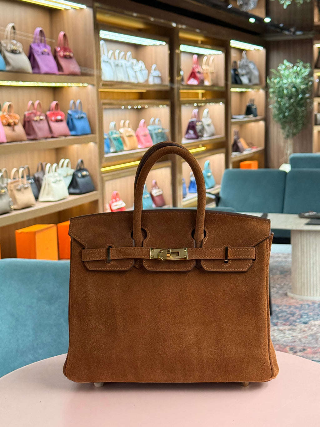 Hermes | Birkin (25) – Suede – Brown – Gold Hardware