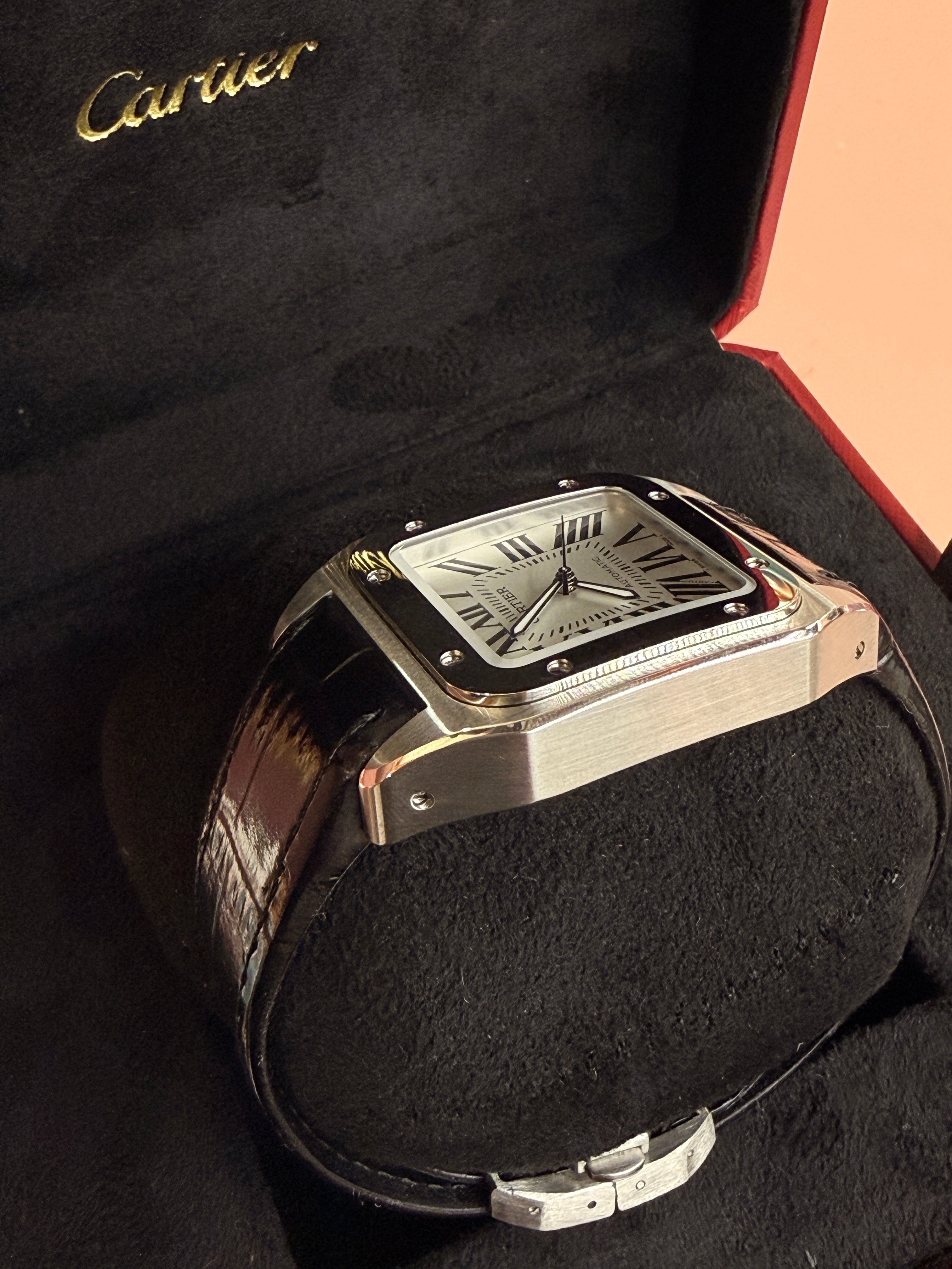 Cartier | Santos Man Watch – Stainless Steel – Silver – Silver Hardware