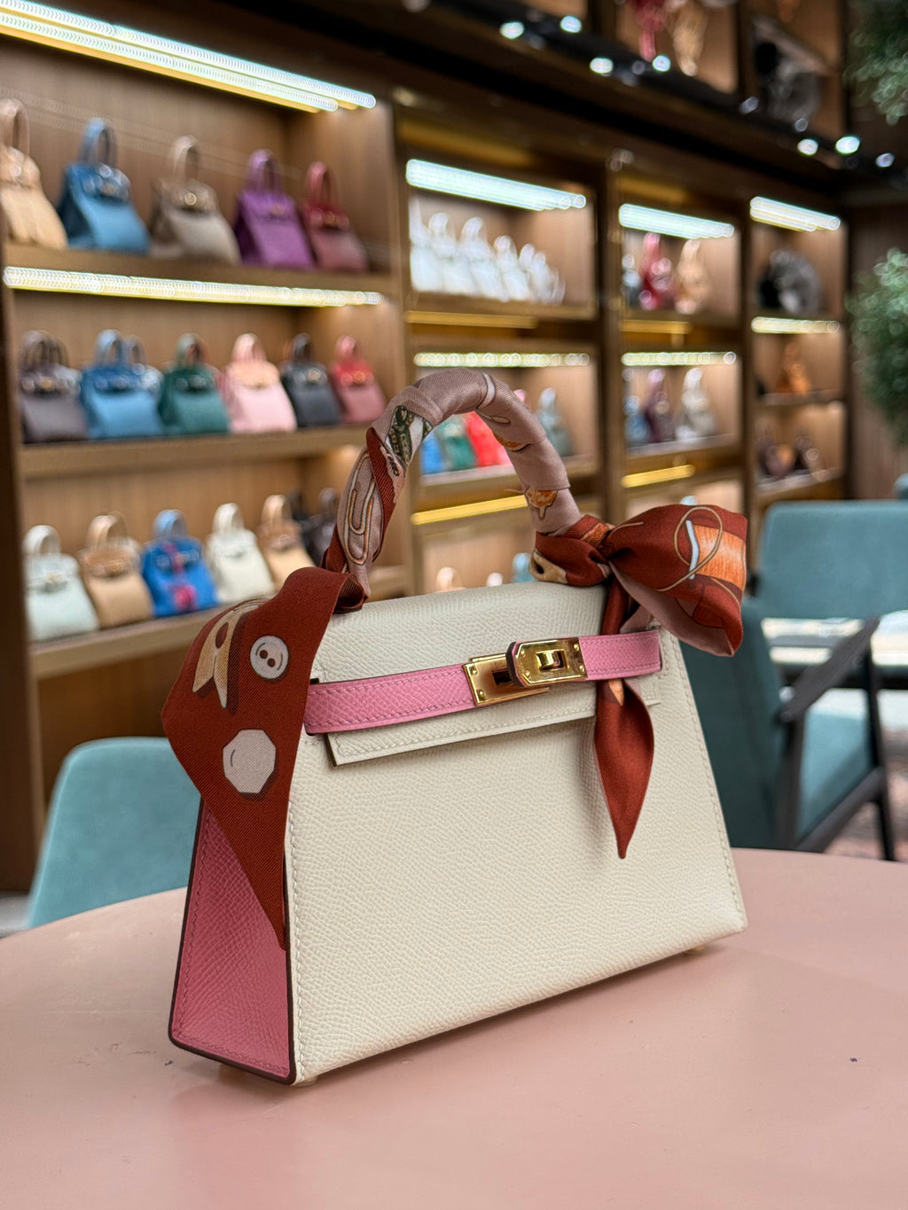 Hermes | Kelly (Mini) – Epsom – Cream/Pink – Gold Hardware