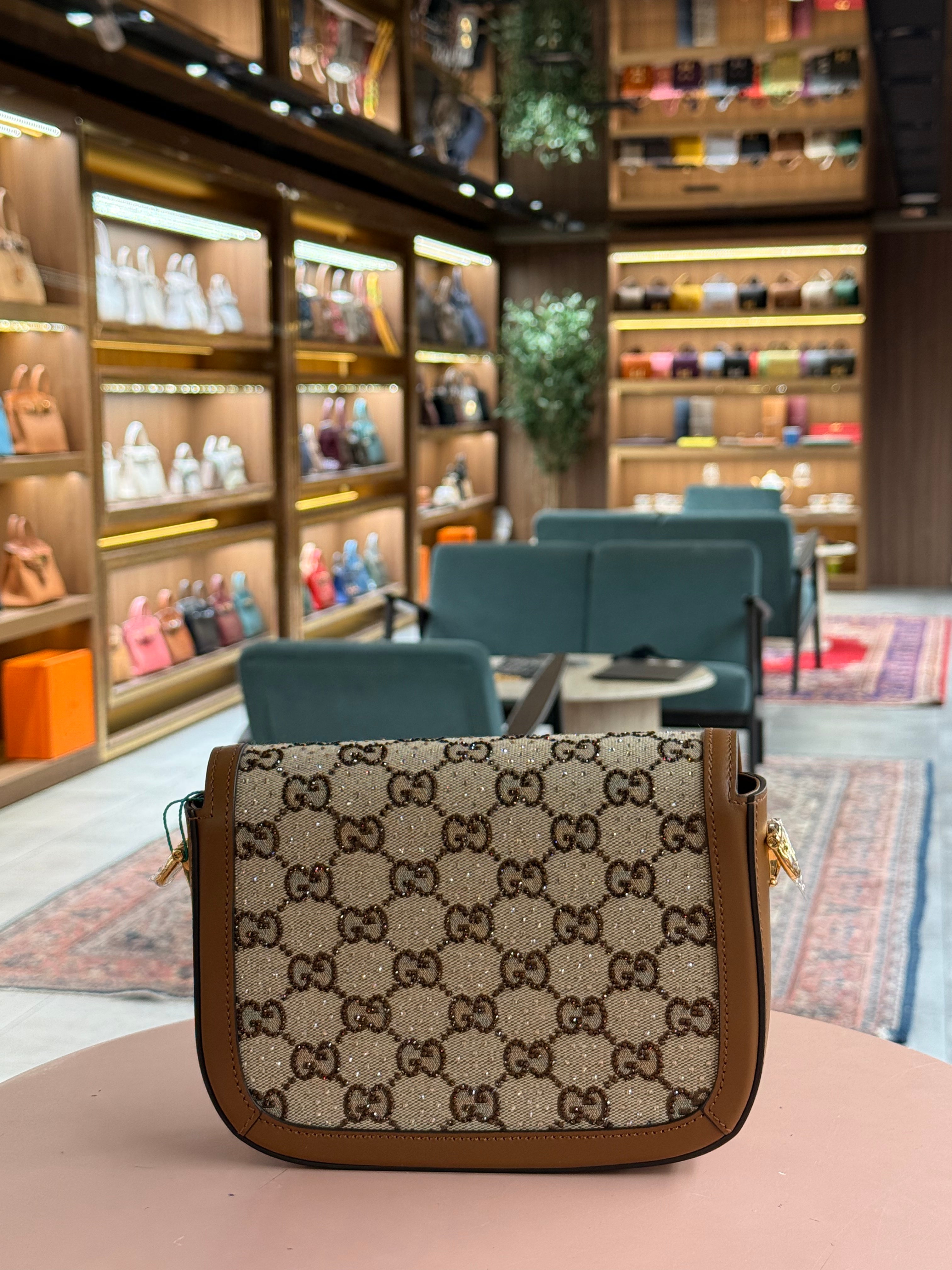 Gucci | Horsebit 1995 GG (Mini) – Canvas – Beige/Black – Gold Hardware