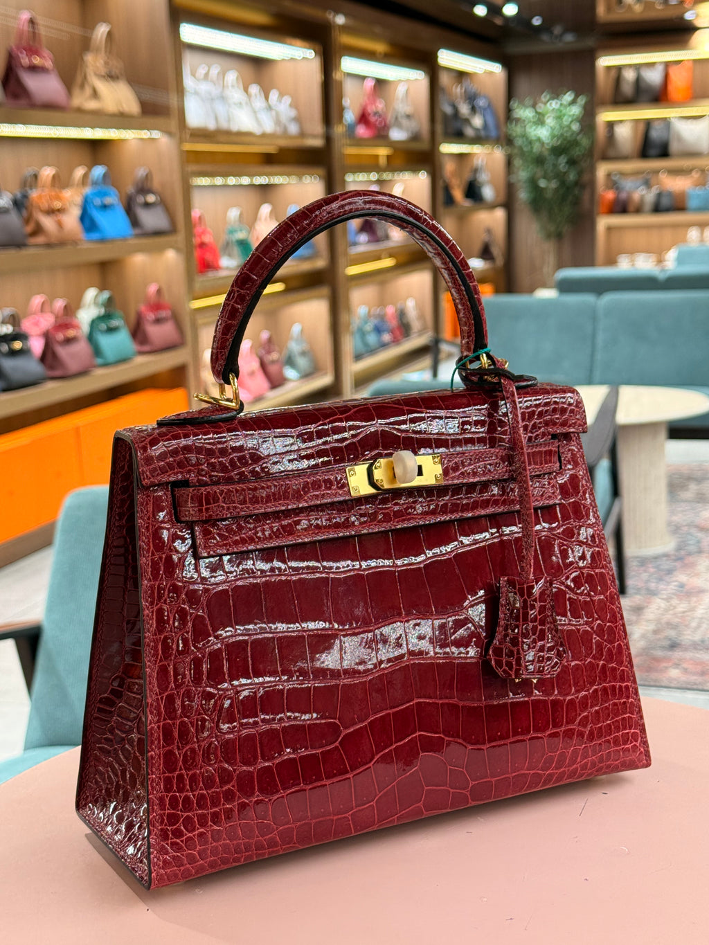 Hermes | Kelly (25) – Crocodile – Rouge H – Gold Hardware