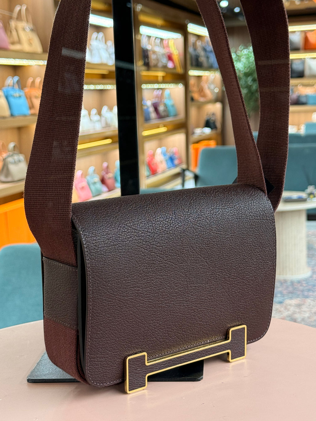 Hermes | Herbag Geta – Leather – Brown – Gold Hardware