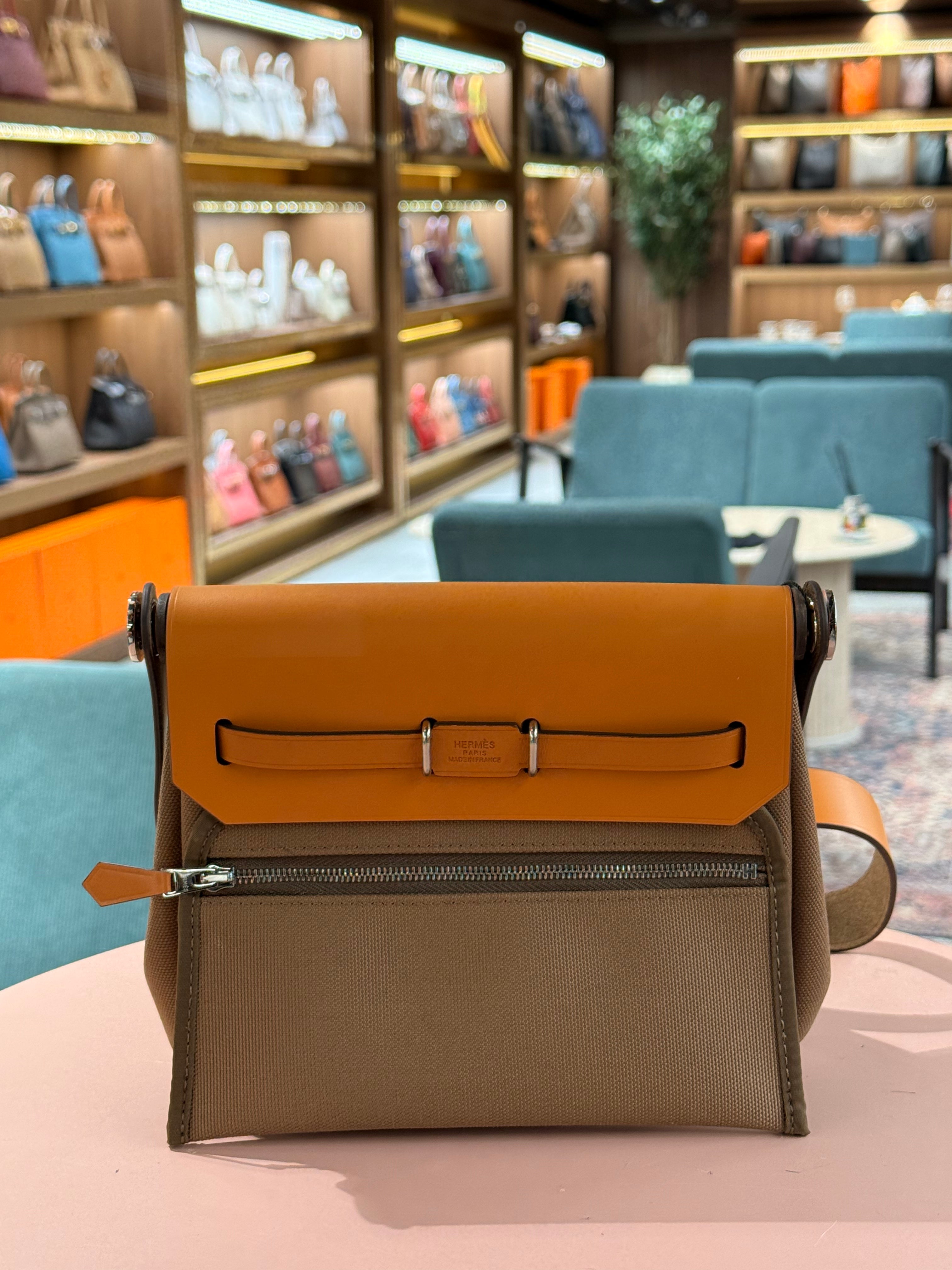 Hermes | Herbag (Mini) – Canvas – Beige – Silver Hardware