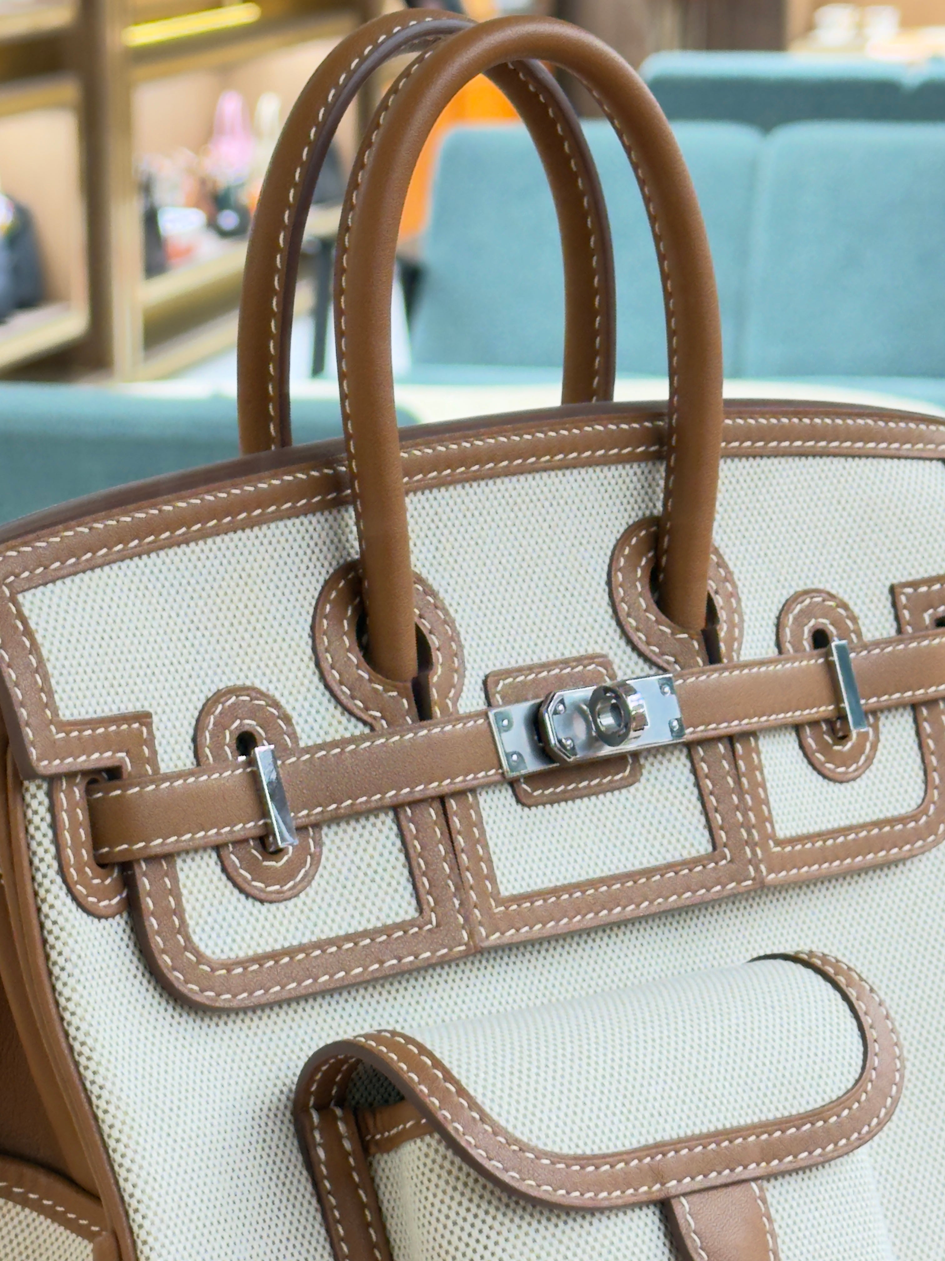 Hermes | Birkin (25) – Canvas – Natural – Gold Hardware