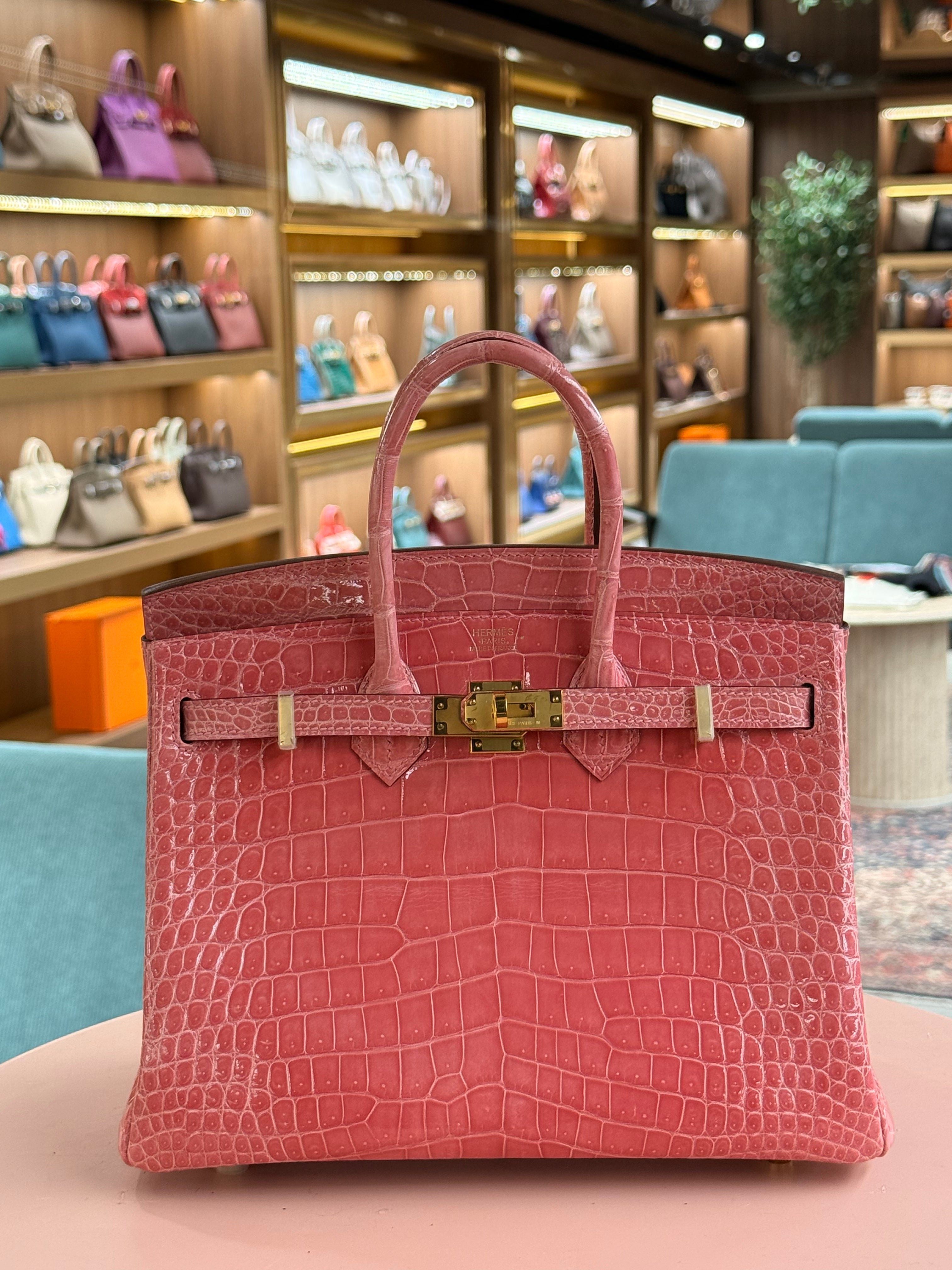 Hermes | Birkin (25) – Crocodile – Rose Sakura – Gold Hardware