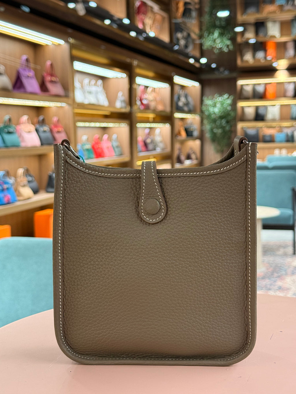 Hermes | Evelyne (Small) – Clemence – Etoupe – Palladium Hardware