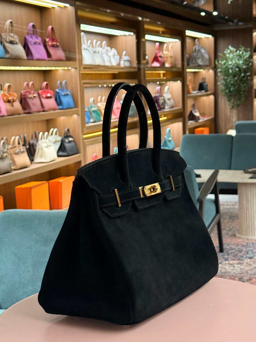 Hermes | Birkin (30) – Suede – Black – Gold Hardware