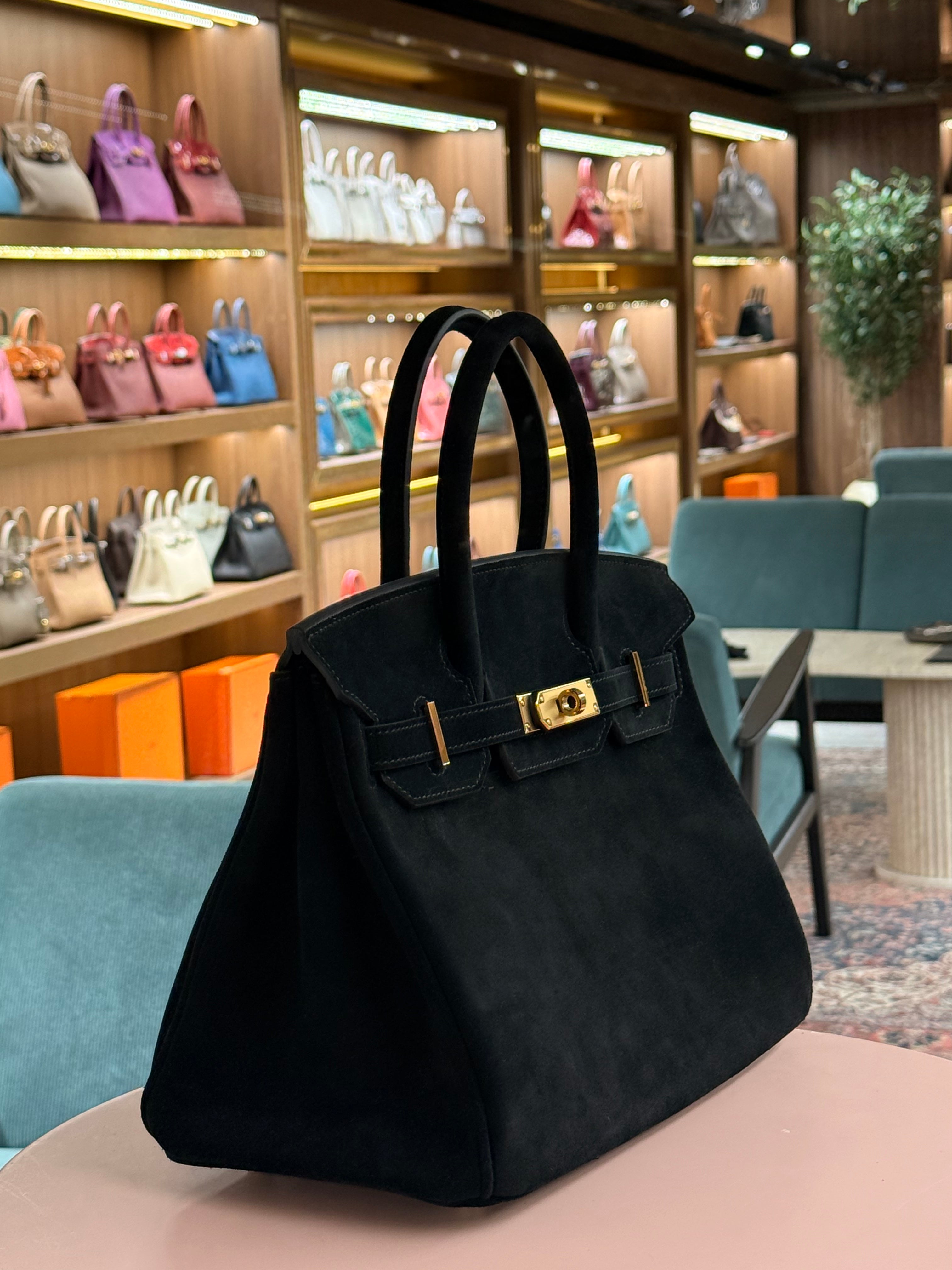 Hermes | Birkin (30) – Suede – Black – Gold Hardware