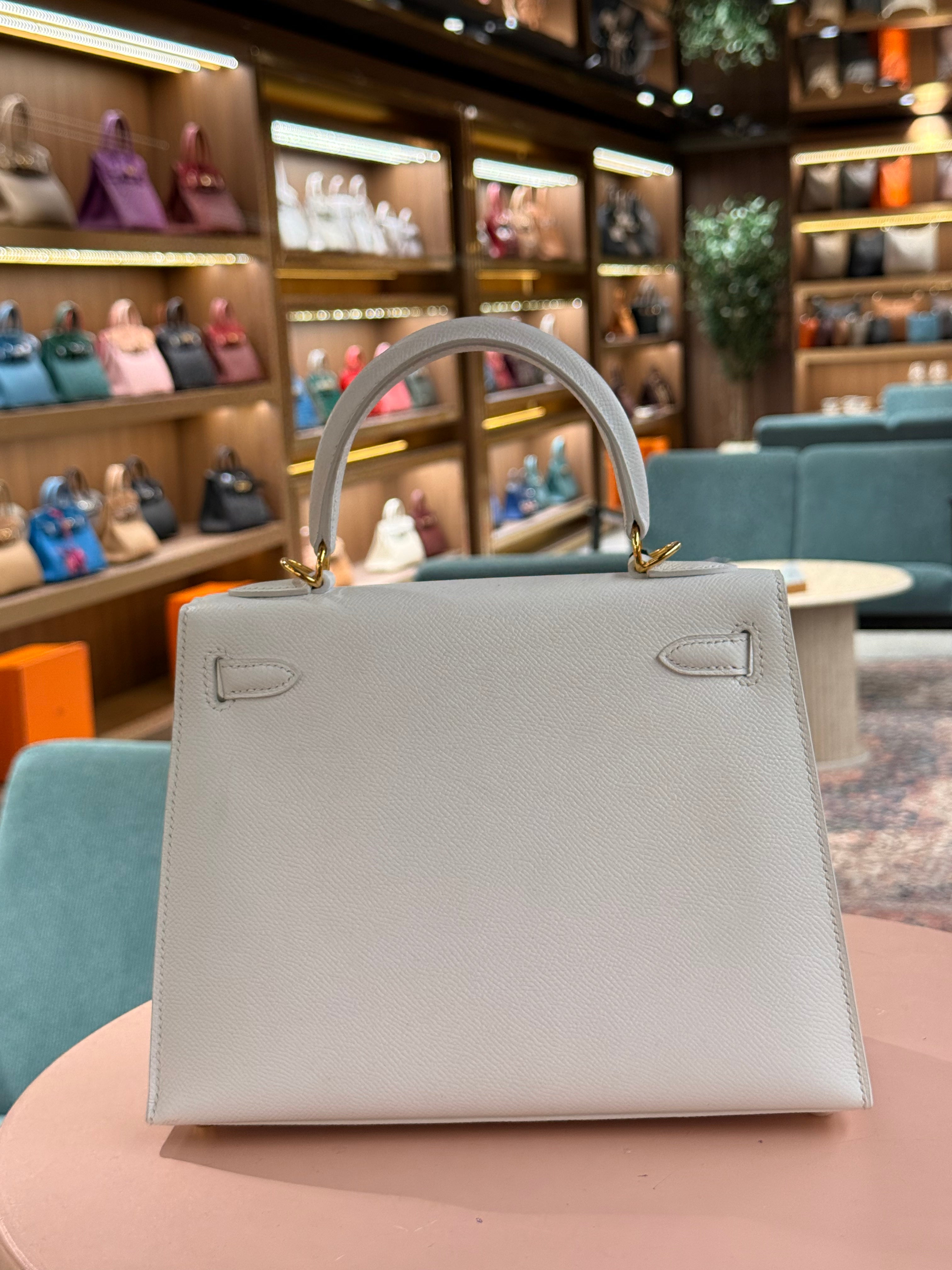Hermes | Kelly (25) – Epsom – White – Gold Hardware