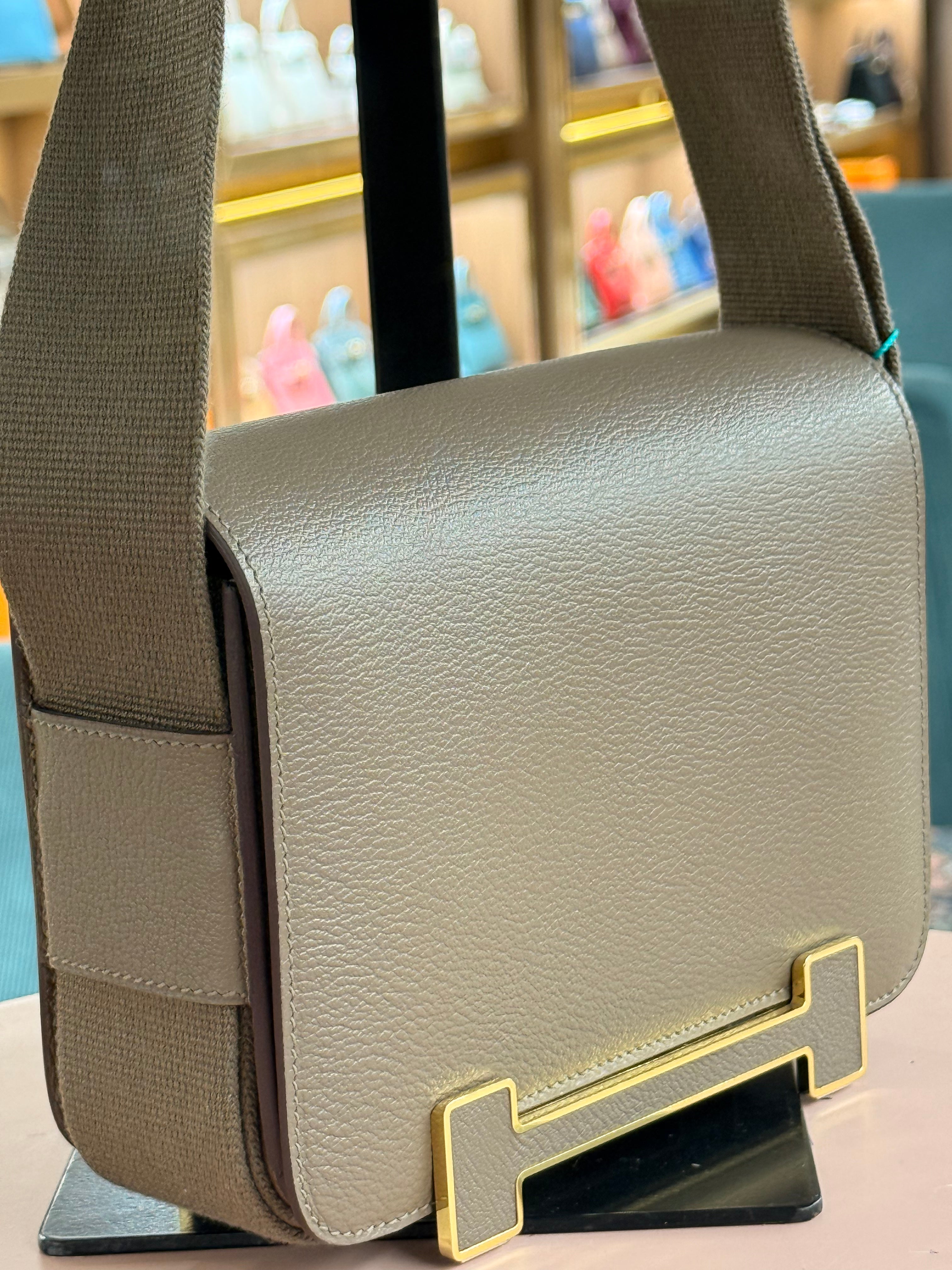 Hermes | Herbag Geta – Leather – Vert Cypress – Gold Hardware