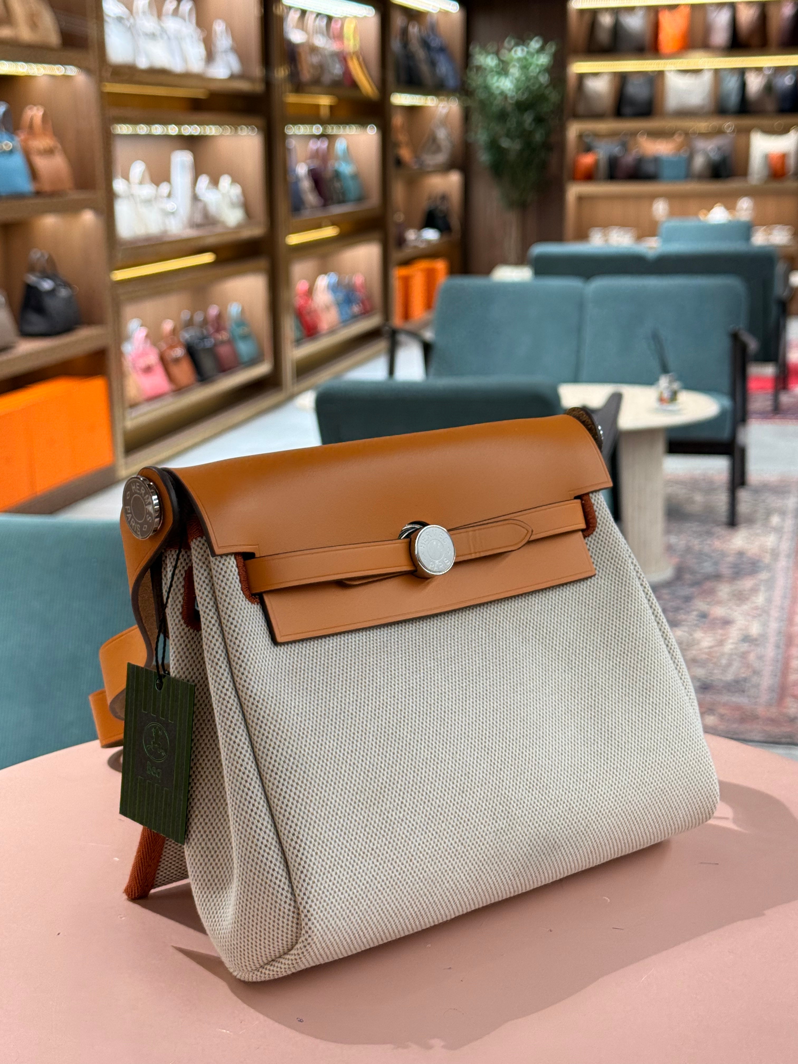 Hermes | Herbag (Mini) – Canvas – Cream – Silver Hardware