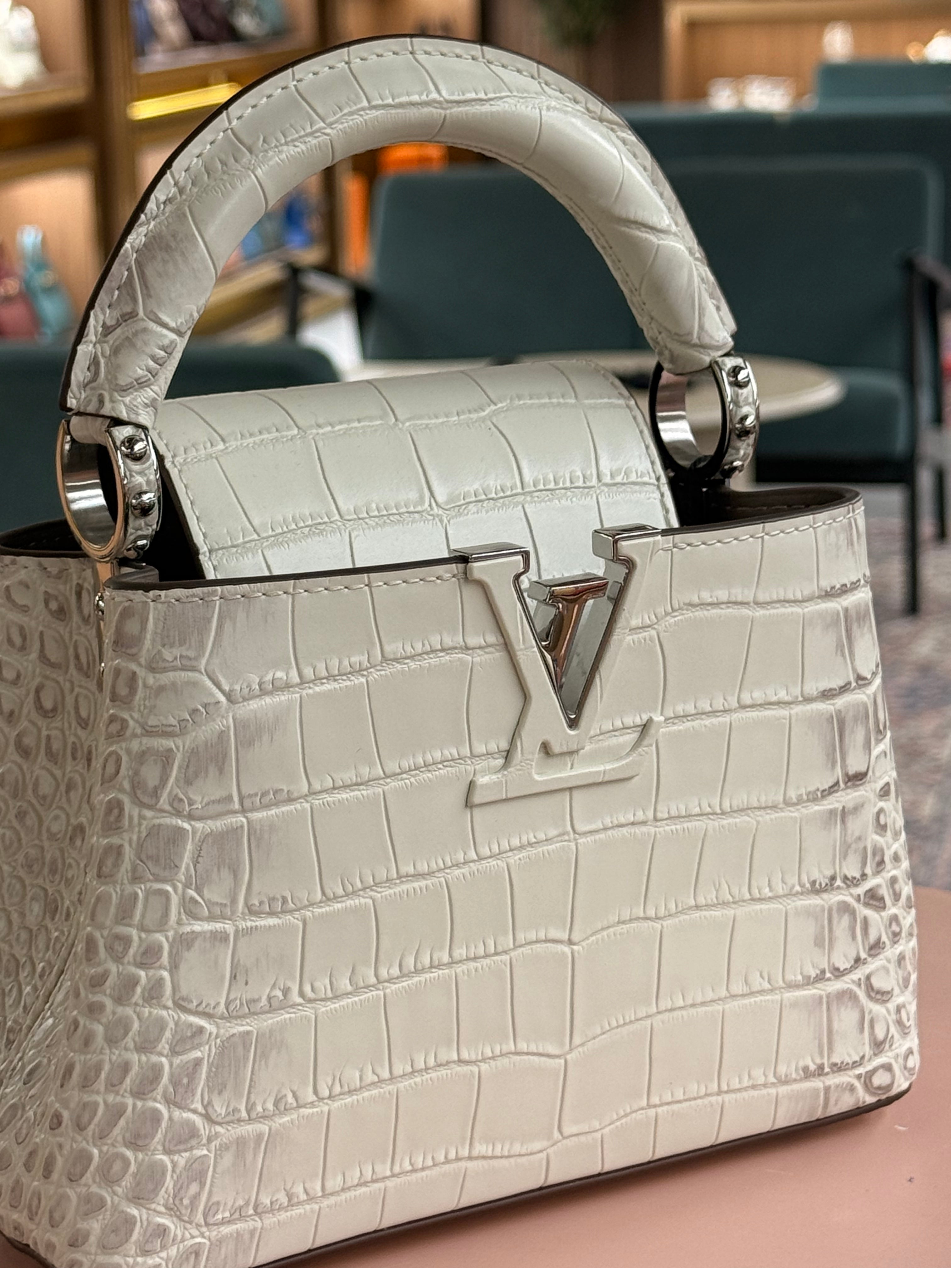 Louis Vuitton | Capucines (Mini) – Crocodile Leather – Cream – Silver Hardware