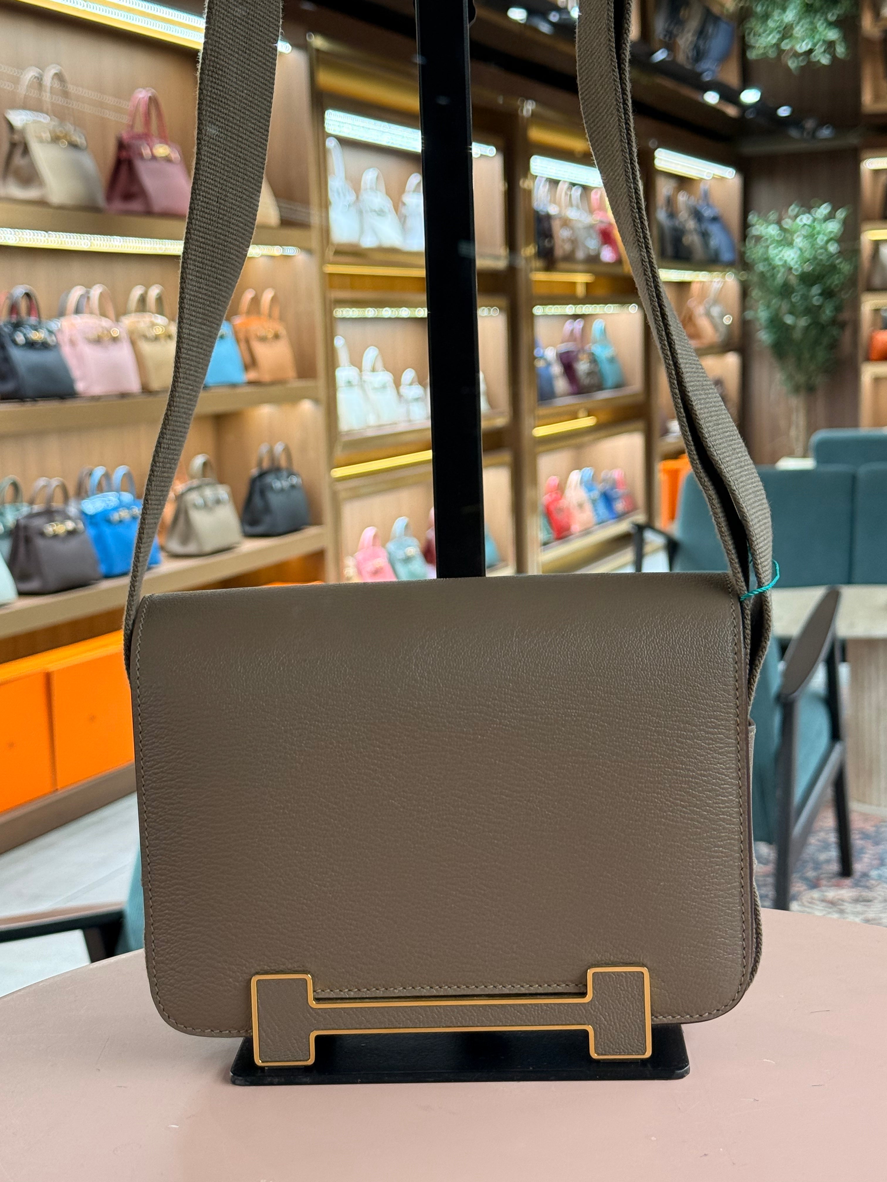 Hermes | Herbag Geta – Leather – Vert Cypress – Gold Hardware