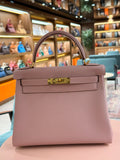 Hermes | Kelly (28) – Togo – Rose Poudre – Gold Hardware