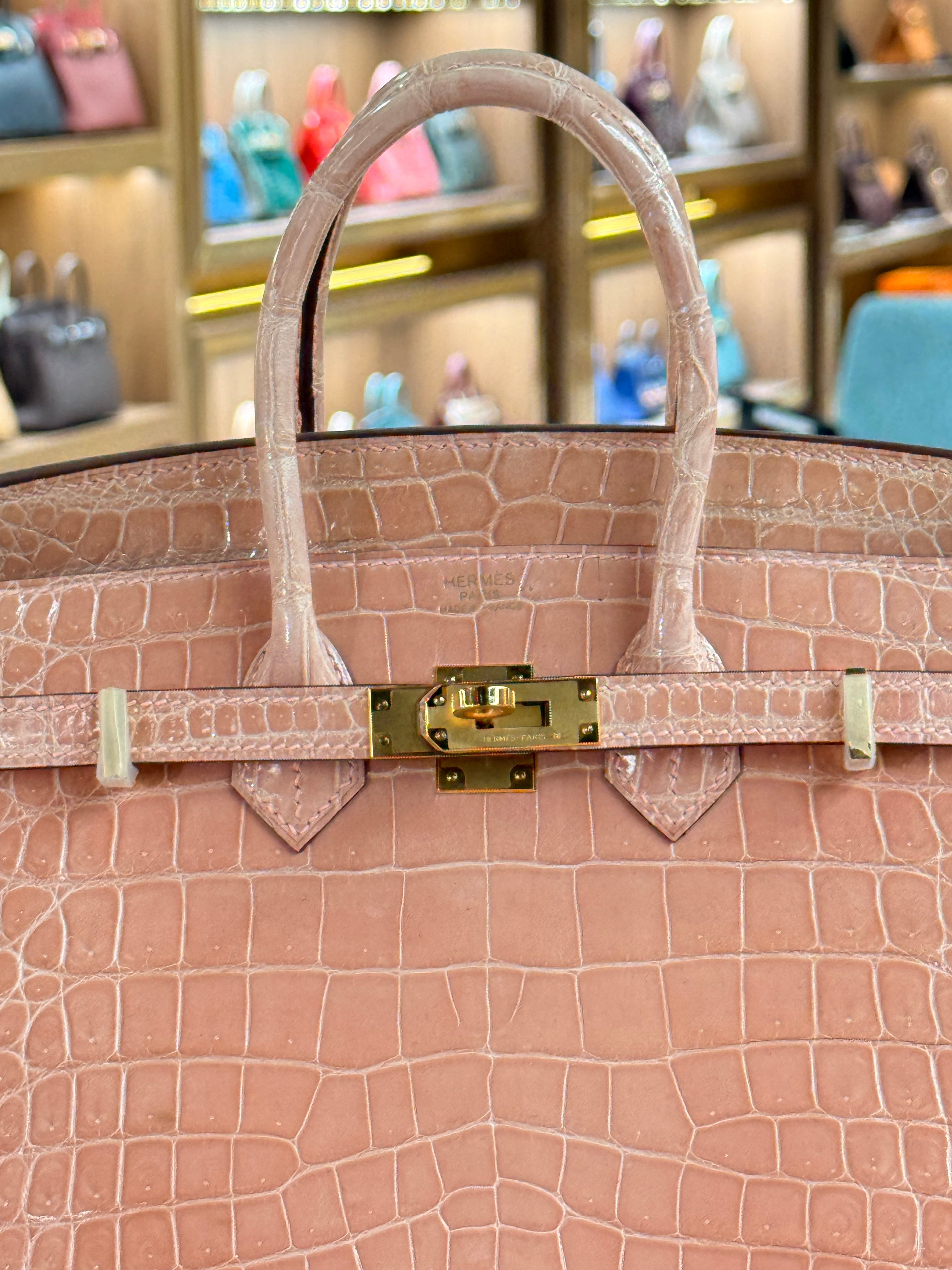 Hermes | Birkin (25) – Crocodile – Rose Poudre – Gold Hardware