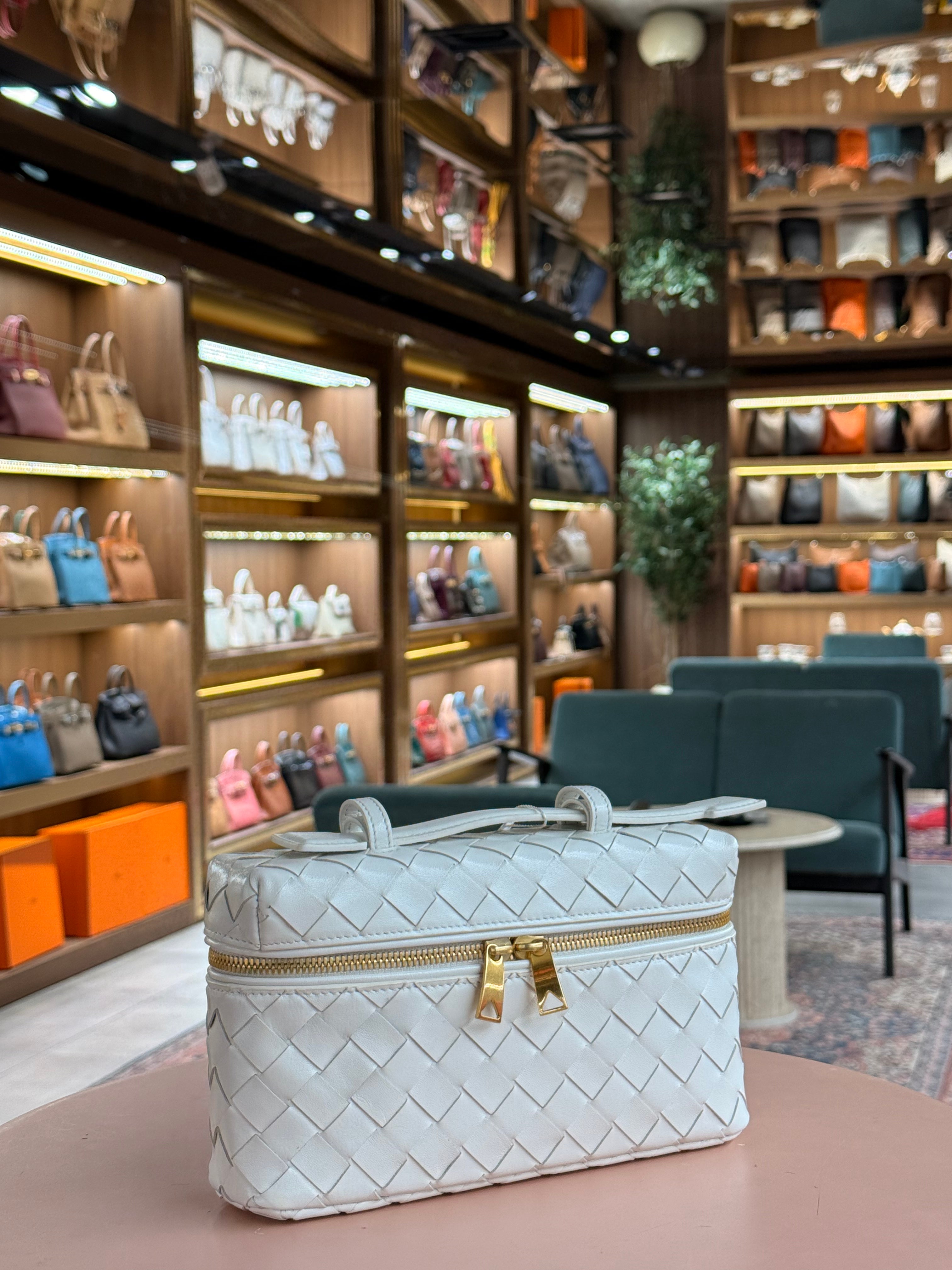 Bottega Veneta | Bang Bang Vanity – Intrecciato – White – Gold Hardware