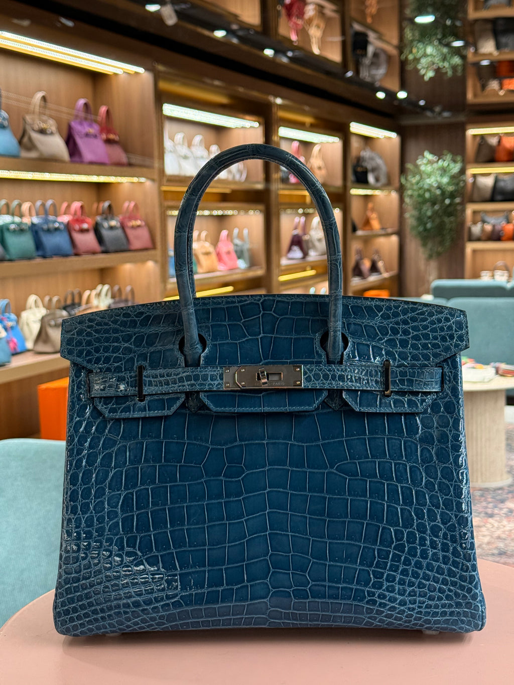 Hermes | Birkin (30) – Crocodile – Blue – Palladium Hardware