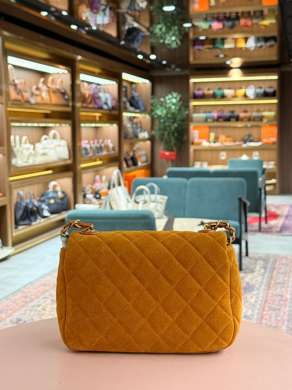Chanel | Classic Flap Bag – Suede – Mustard – Gold Hardware