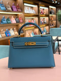 Hermes | Kelly (Mini) – Epsom – Bleu Brume – Gold Hardware