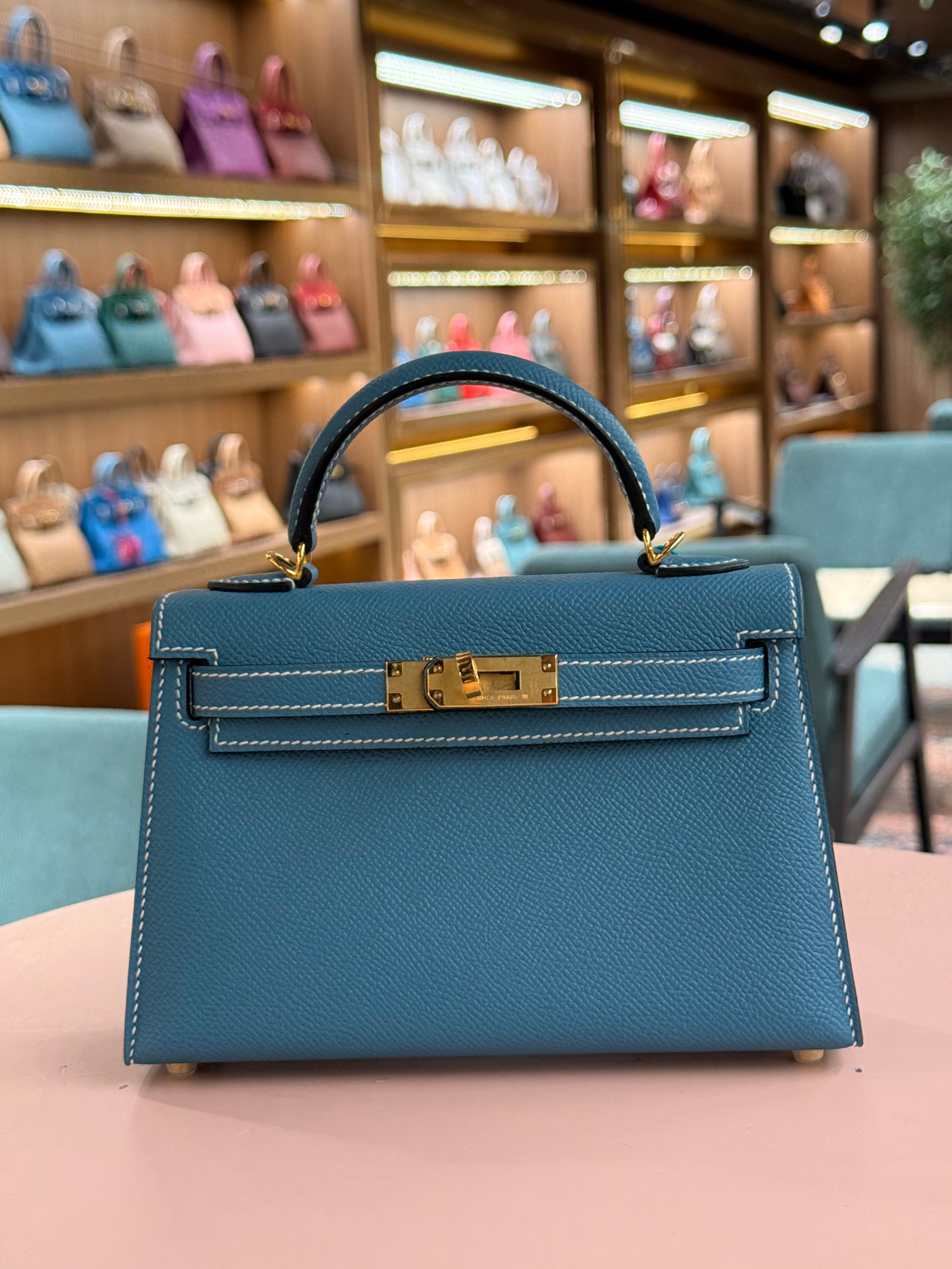 Hermes | Kelly (Mini) – Epsom – Bleu Brume – Gold Hardware