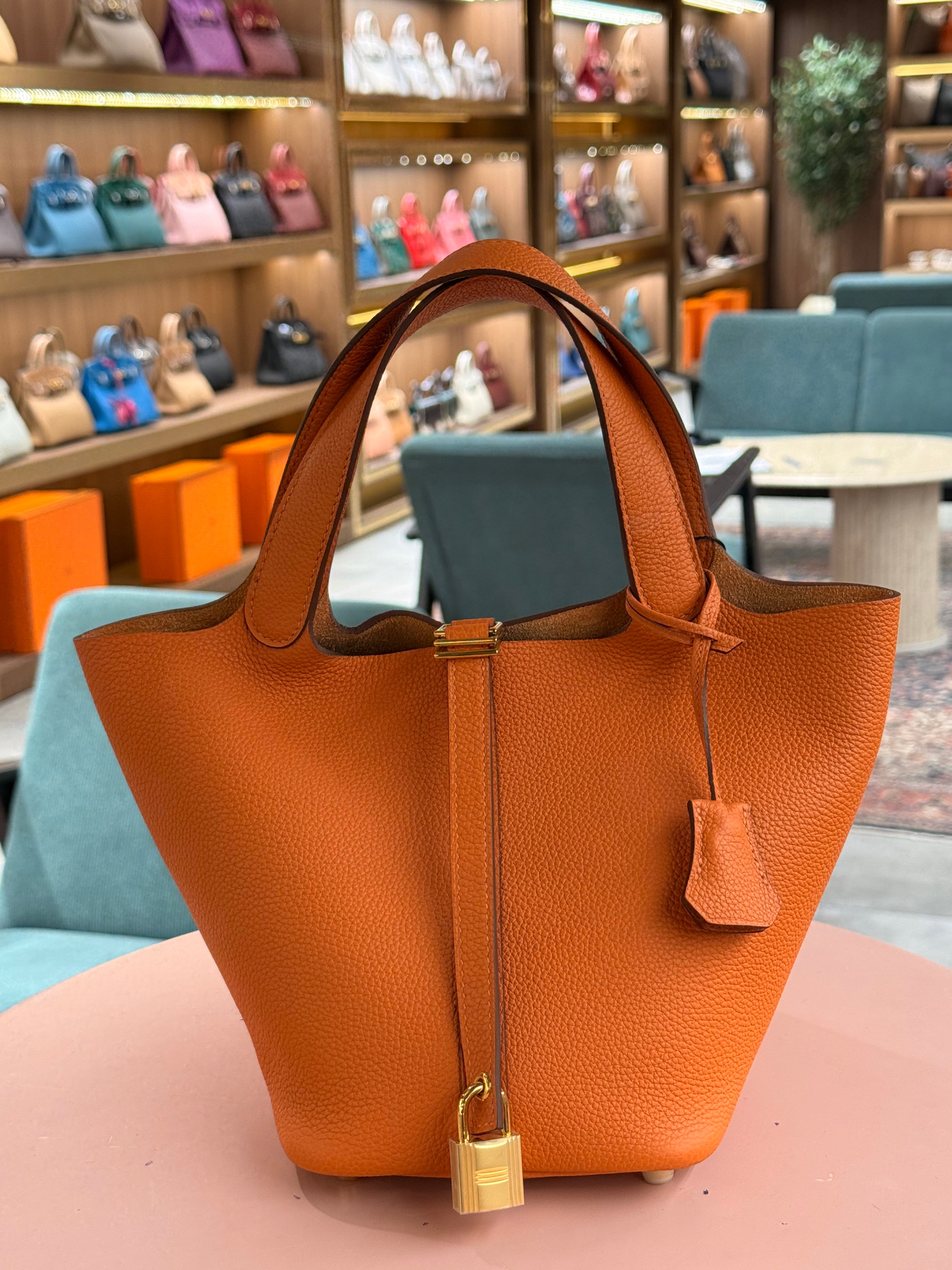 Hermes | Picotin (MM) – Clemence – Orange – Gold Hardware