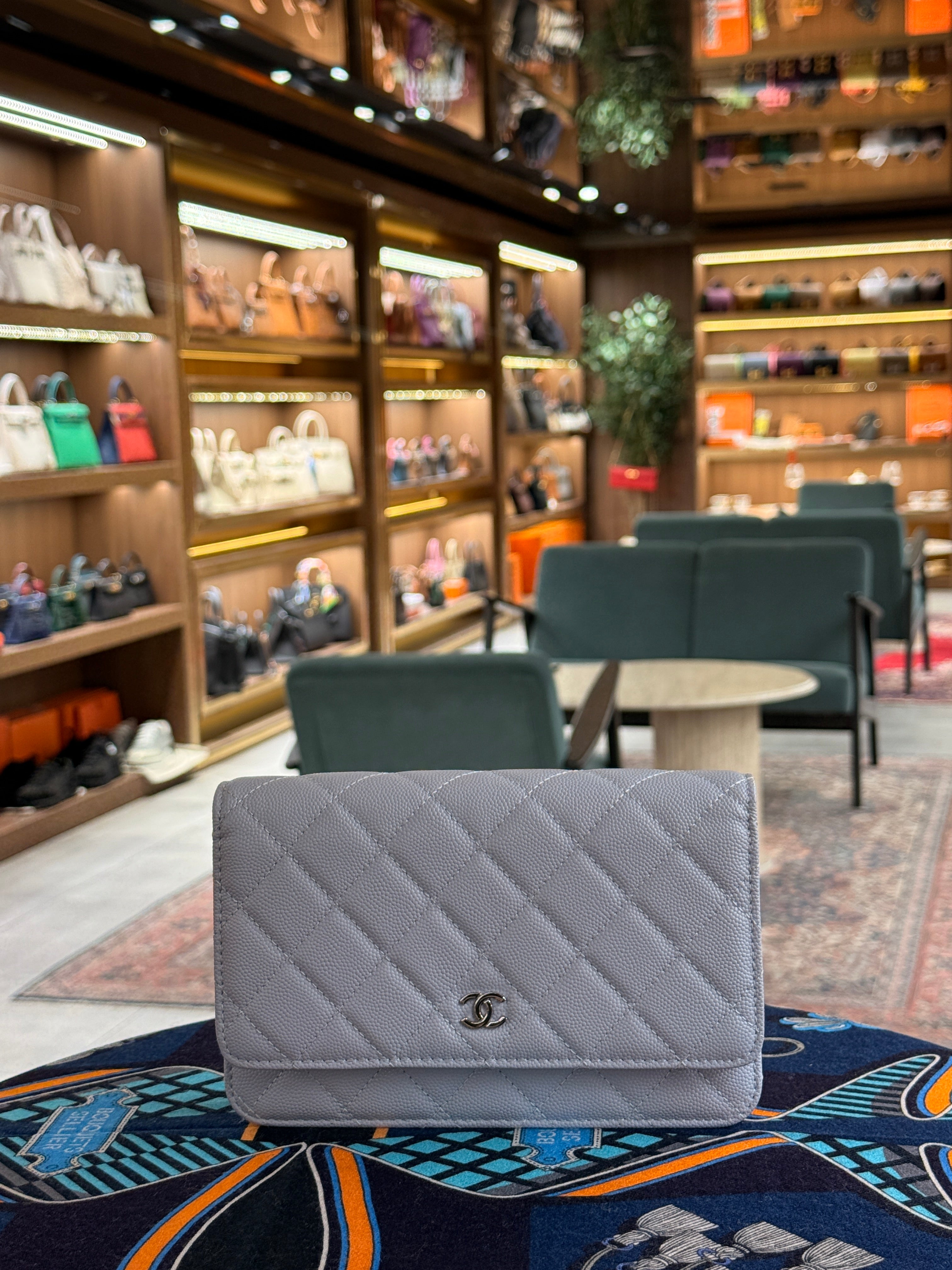 Chanel | Wallet on Chain (20) – Caviar – Grey – Silver Hardware