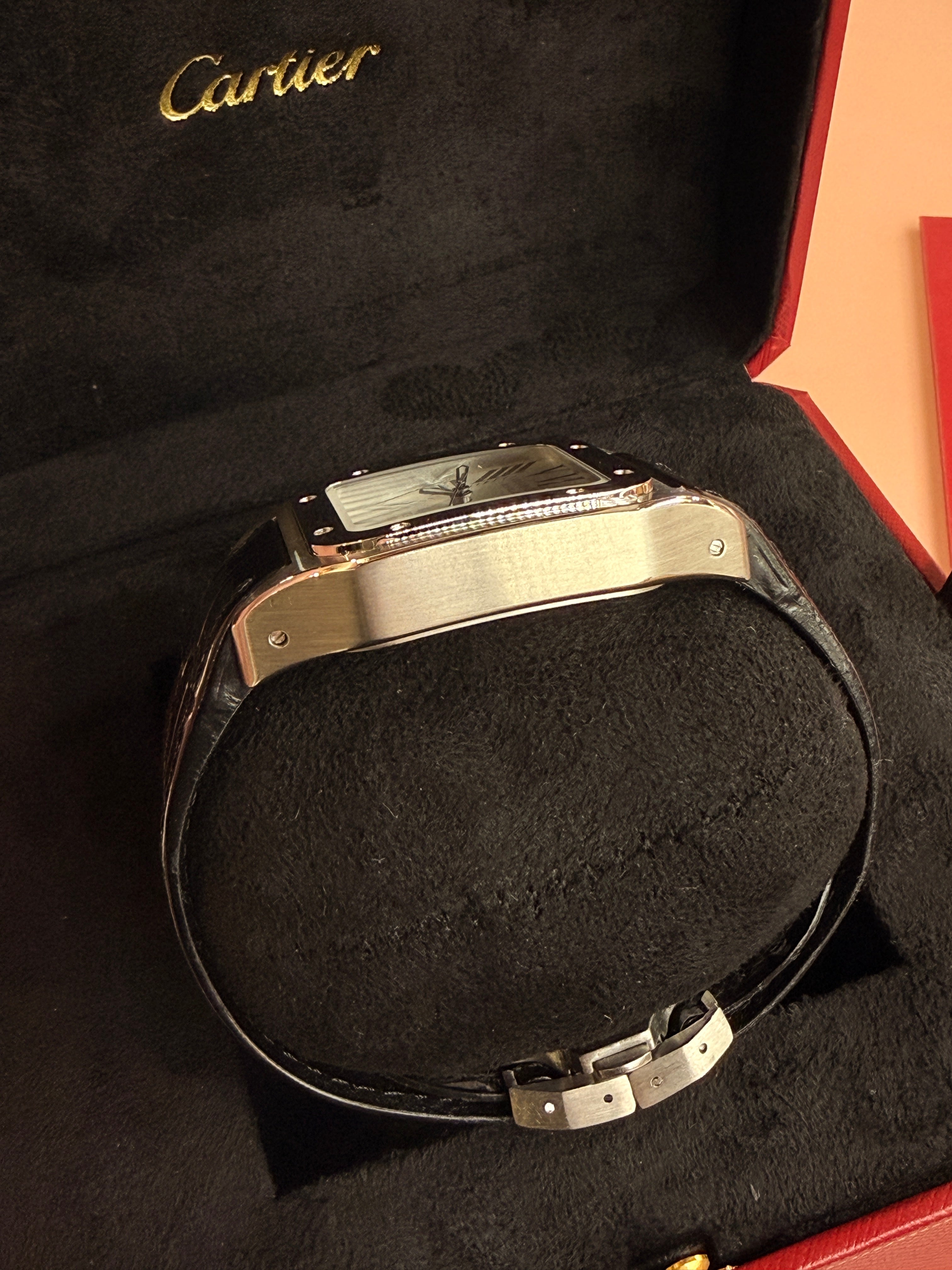 Cartier | Santos Man Watch – Stainless Steel – Silver – Silver Hardware