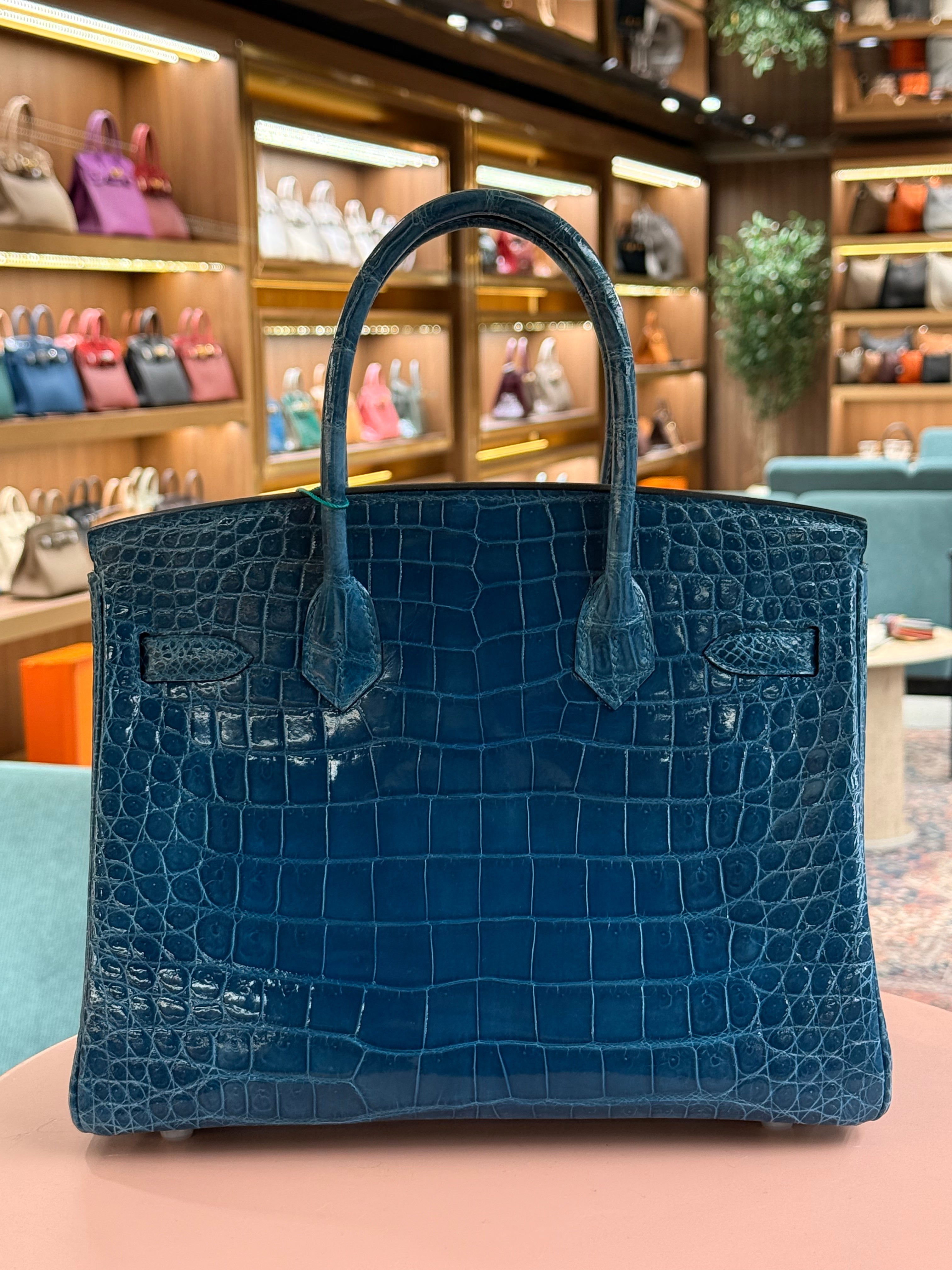 Hermes | Birkin (30) – Crocodile – Blue – Palladium Hardware