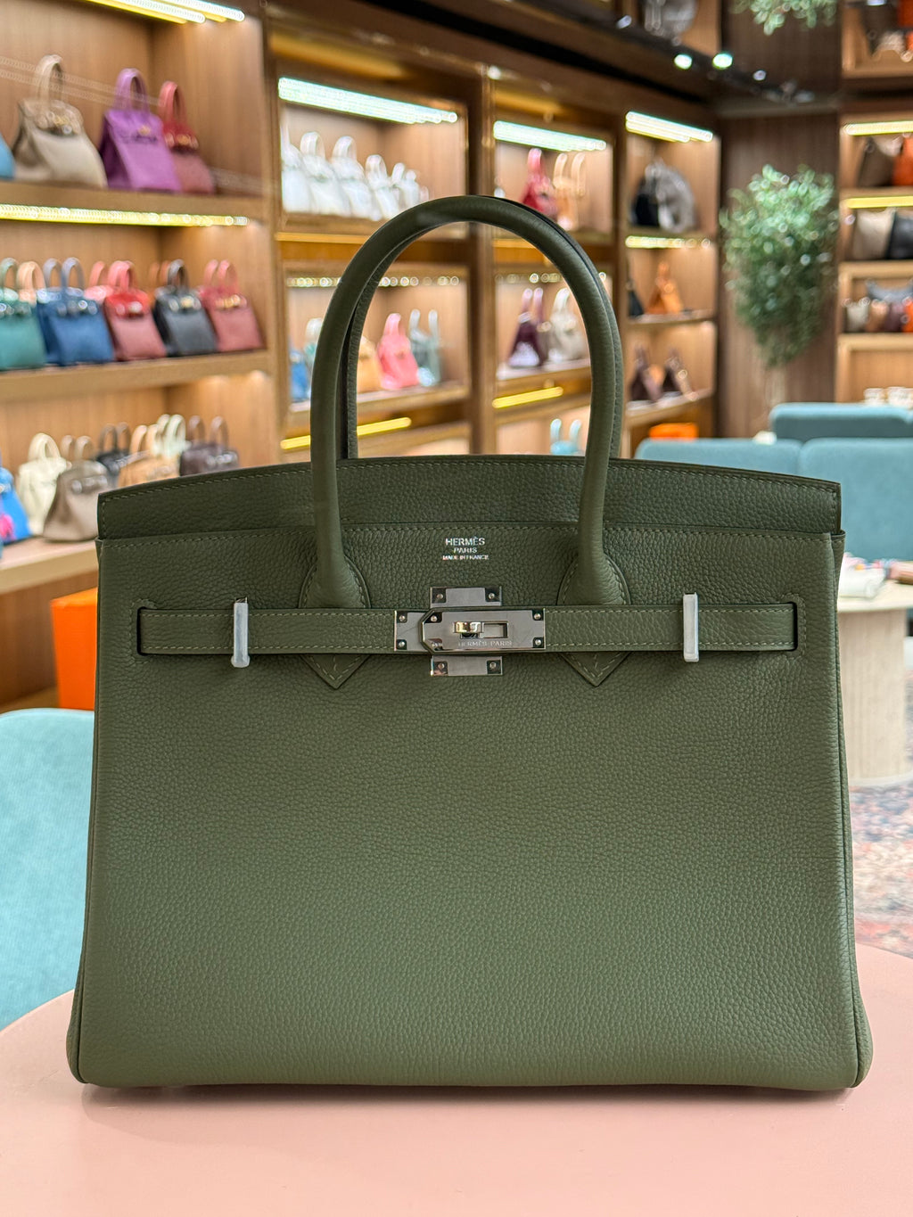 Hermes | Birkin (30) – Togo – Vert Olive – Palladium Hardware