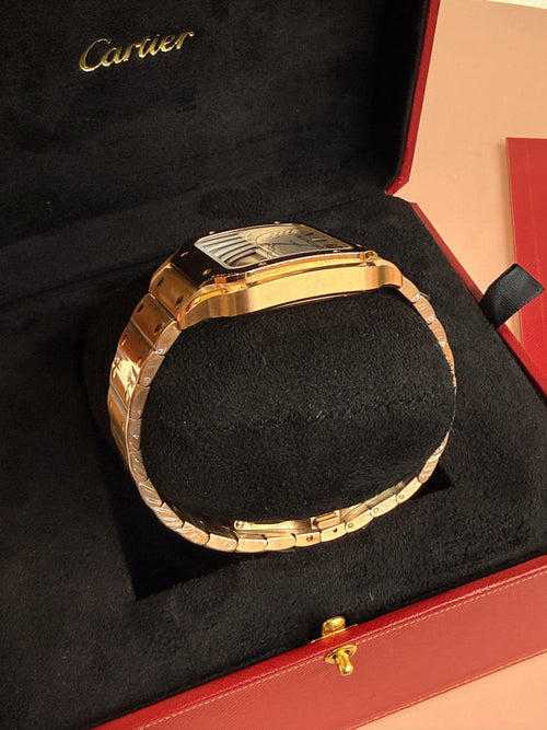 Cartier | Santos Man Watch – Stainless Steel – Silver – Rose Gold