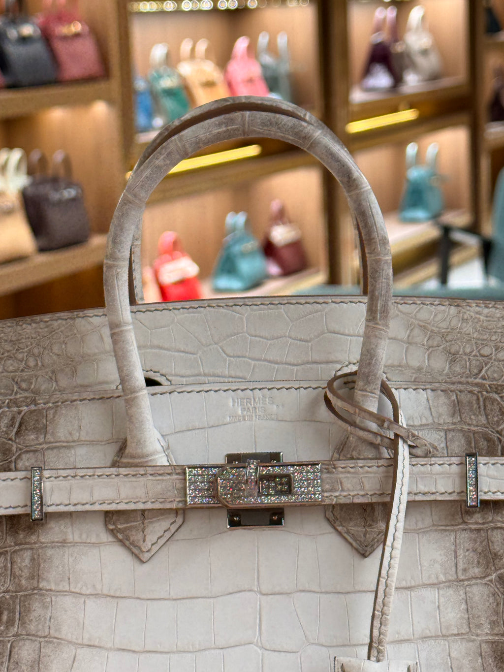 Hermes | Birkin (25) – Crocodile – Himalaya – Palladium Hardware