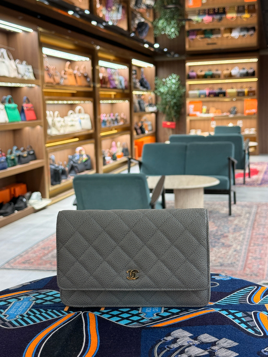 Chanel | Wallet on Chain (20) – Caviar – Grey – Gold Hardware