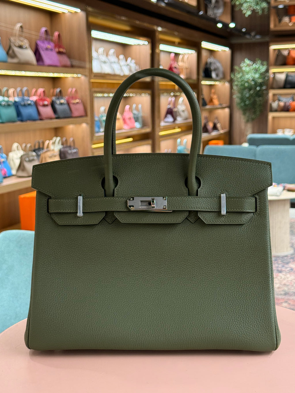 Hermes | Birkin (30) – Togo – Vert Olive – Palladium Hardware
