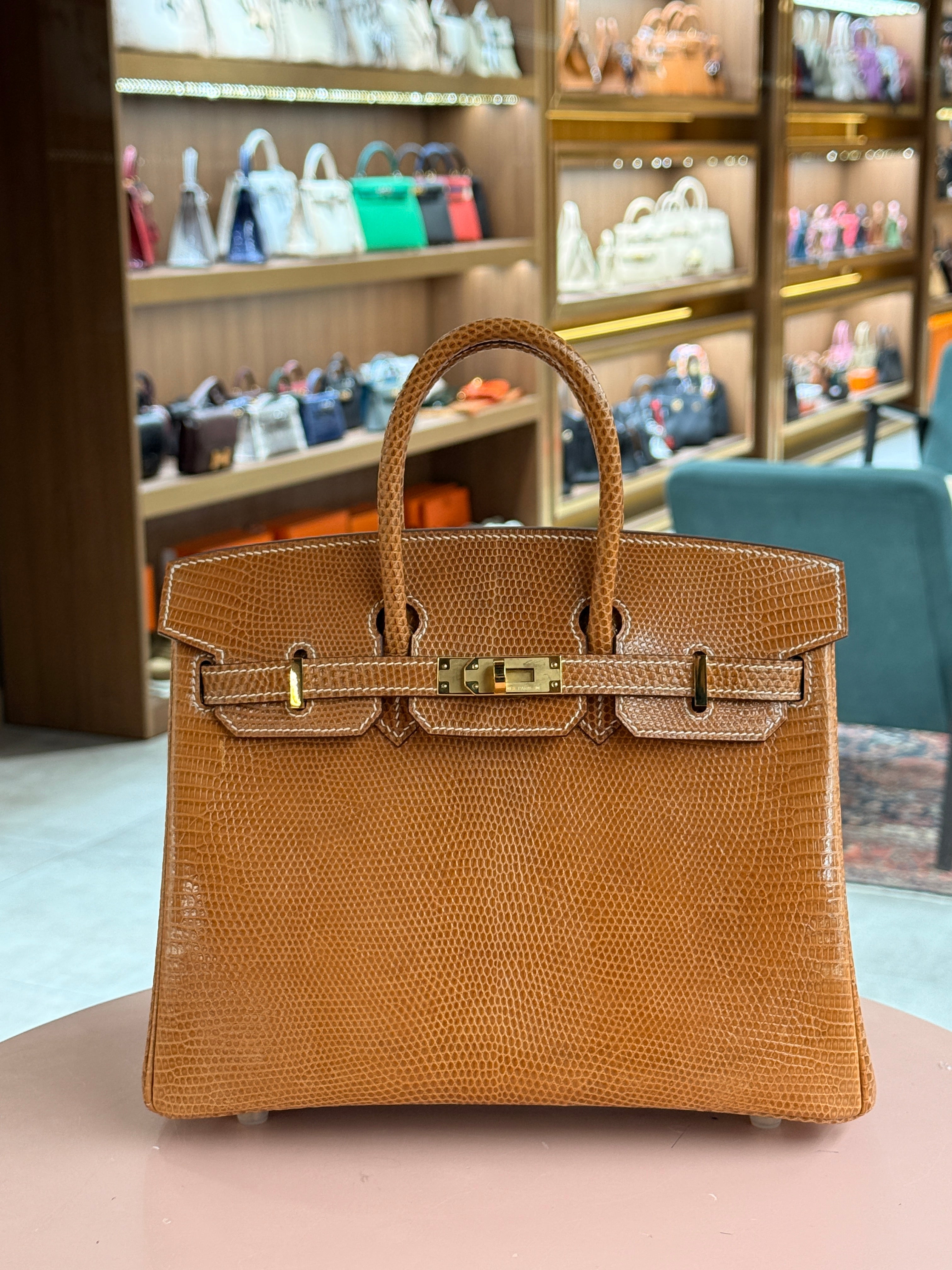 Hermes | Birkin (25) – Lizard – Gold – Gold Hardware
