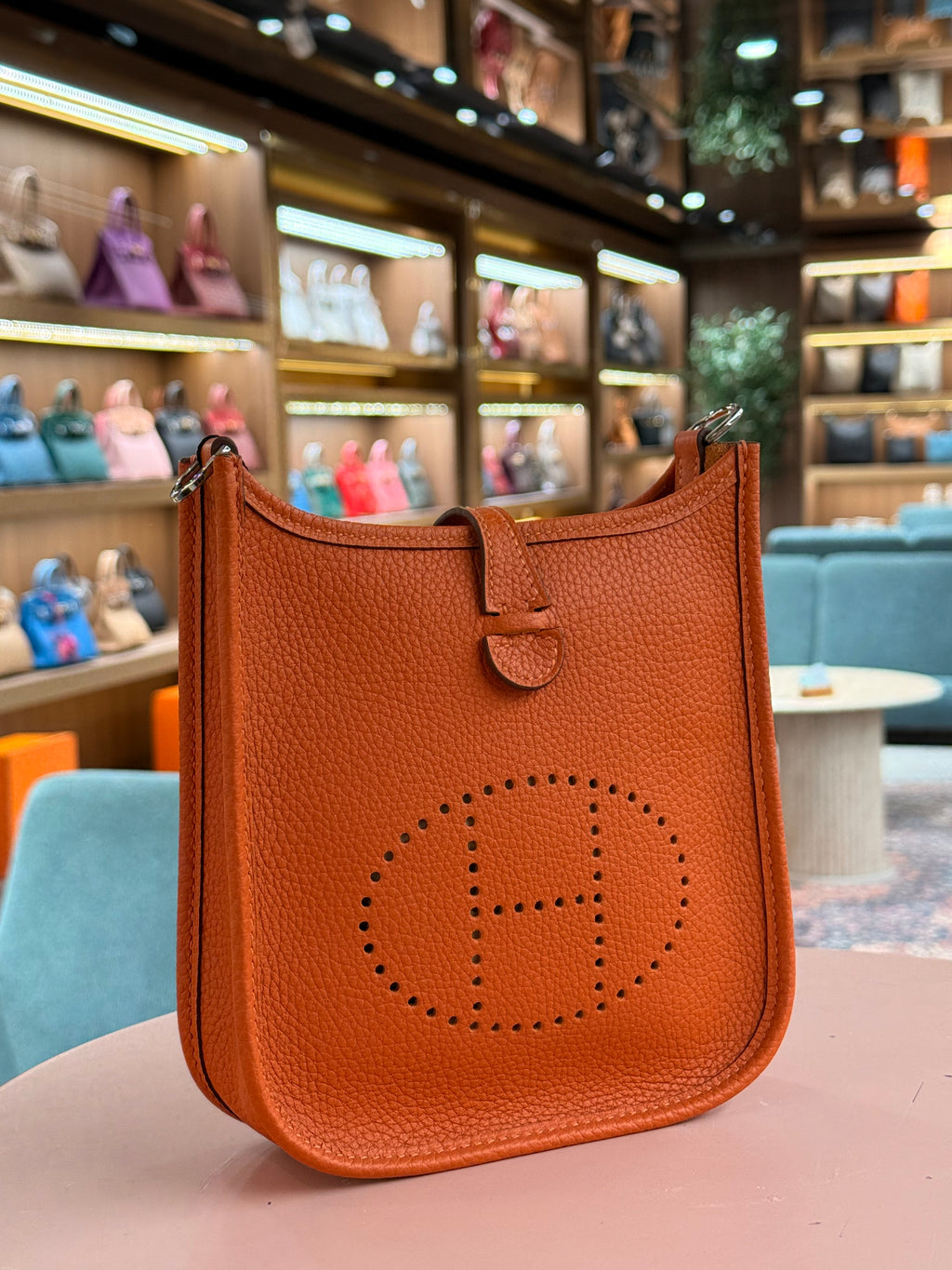 Hermes | Evelyne (Small) – Clemence – Orange – Gold Hardware